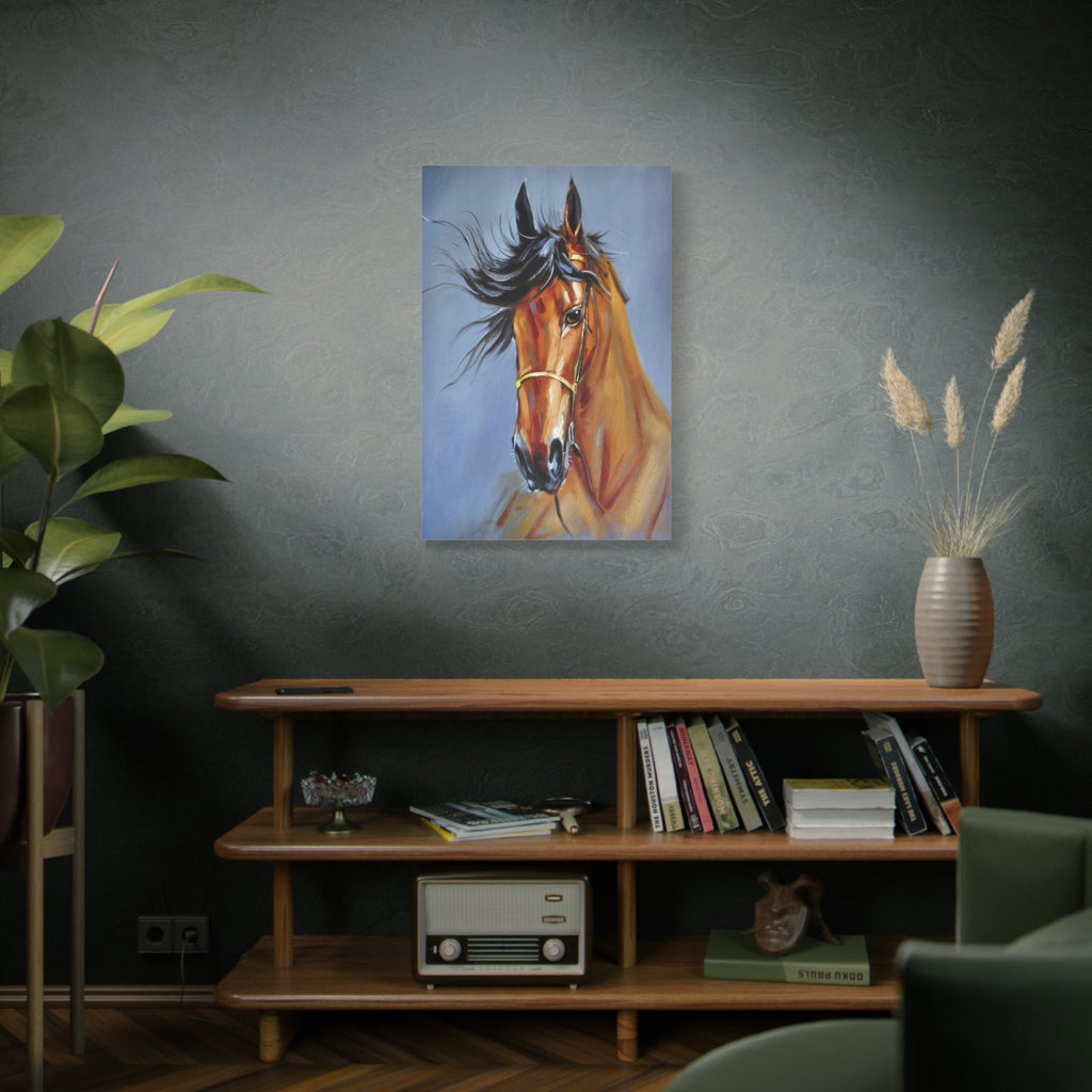 Bay Horse Portrait Matte Canvas Print — Stretched Wall Art (1.25") 