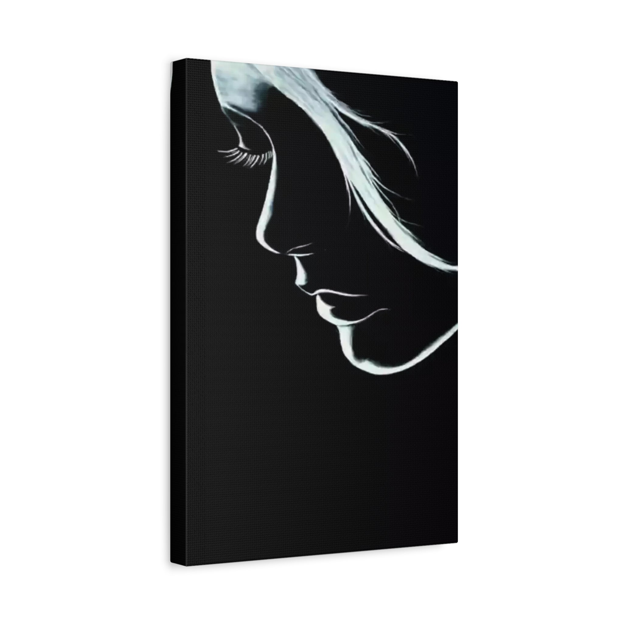 Minimalist Woman Silhouette Canvas Art — Monochrome Profile Wall Décor 
