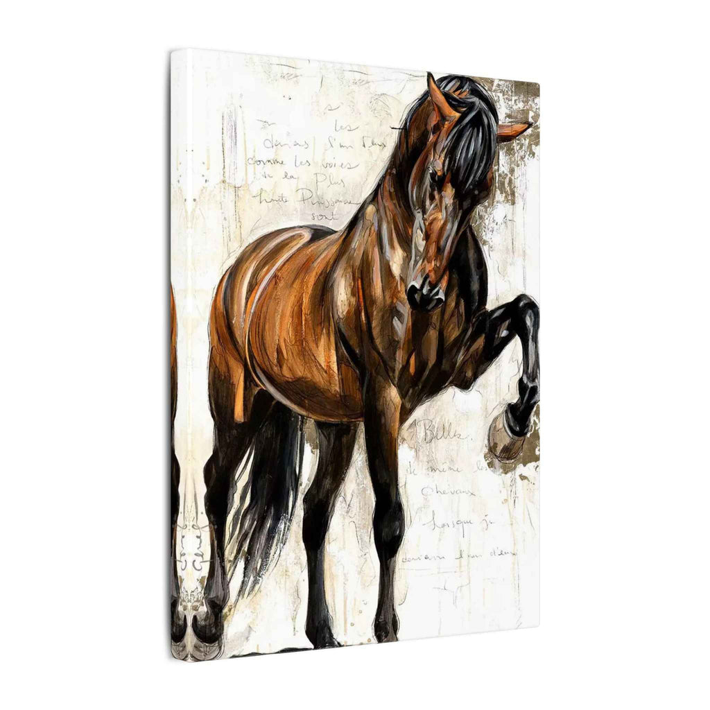 Horse Canvas Wall Art - Brown Stallion Matte Stretched Canvas for Home Decor - TheKaraHan