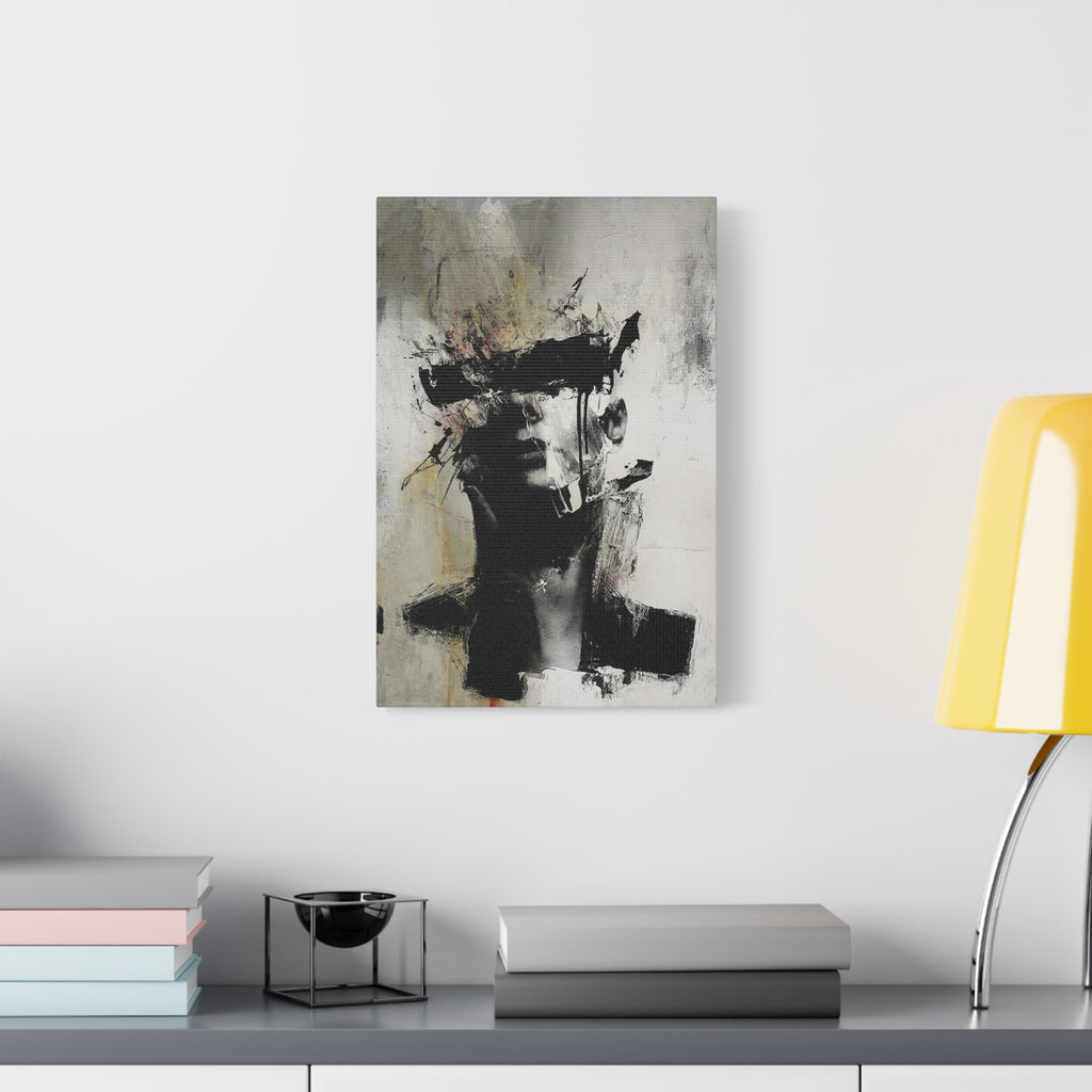 Abstract Noir Portrait Canvas Print — Modern Monochrome Wall Art