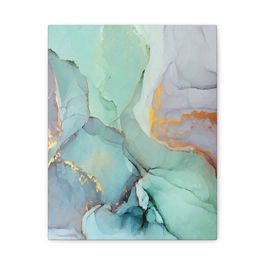 Aqua Marble Canvas Art - Matte Stretched Abstract Wall Print for Modern Decor - TheKaraHan