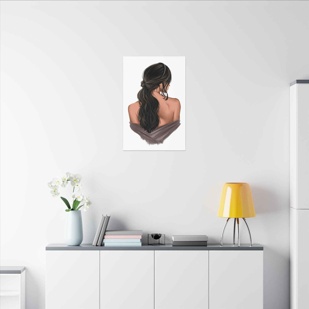 Portrait Canvas Print Woman Back View with Loose Ponytail – Perfect Home Decor for Every Room - TheKaraHan