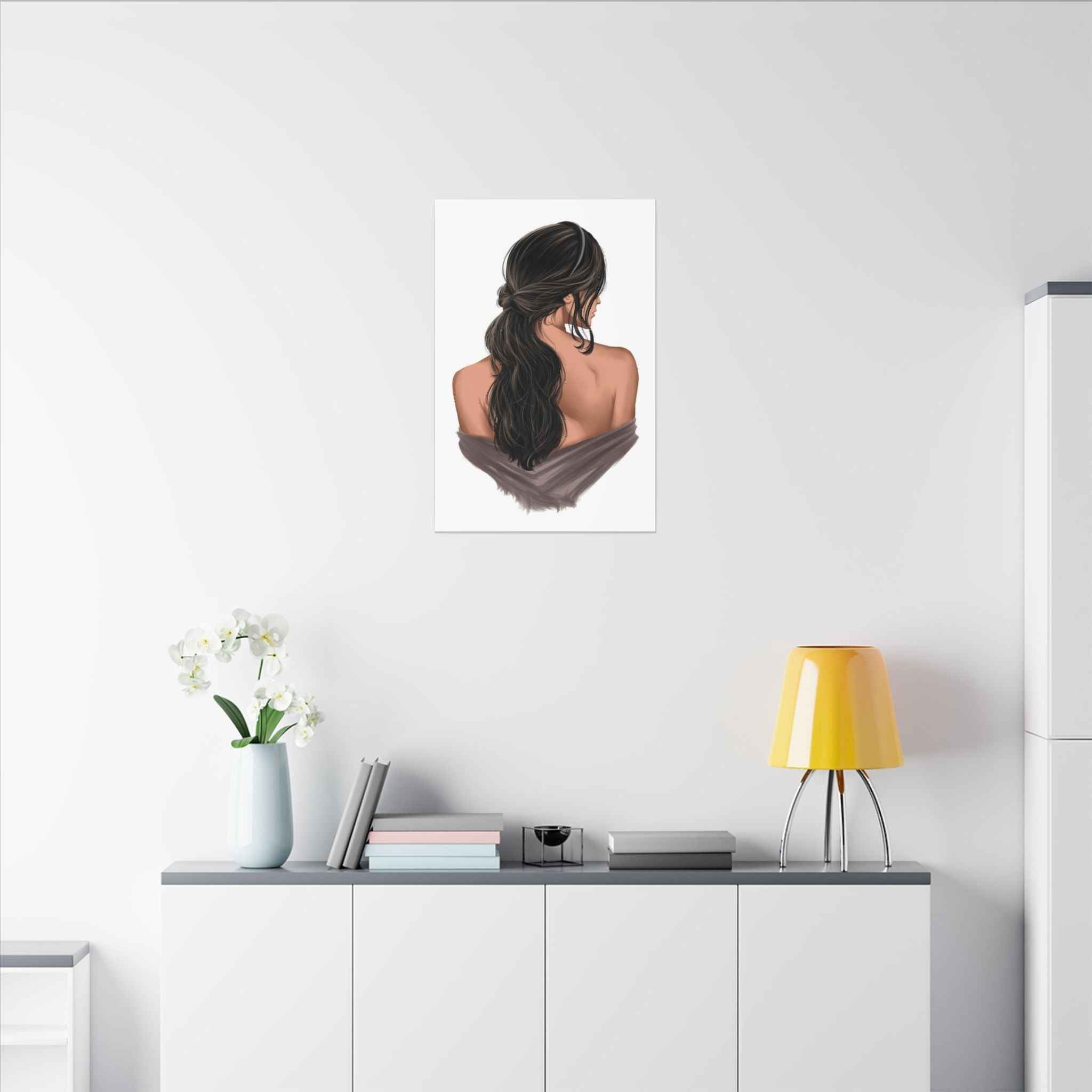 Portrait Canvas Print Woman Back View with Loose Ponytail – Perfect Home Decor for Every Room - TheKaraHan