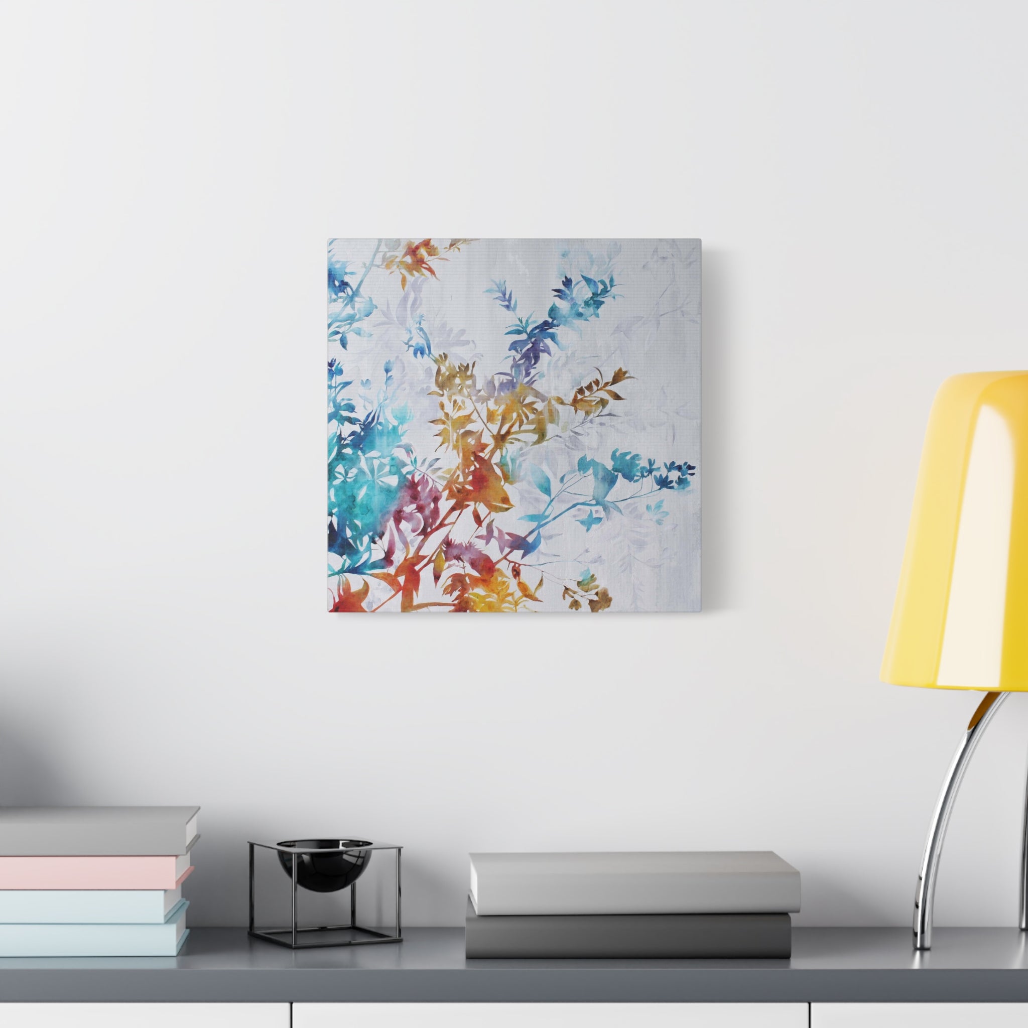 Watercolor Floral Canvas Wall Art – Multicolor Botanical Stretched Canvas 