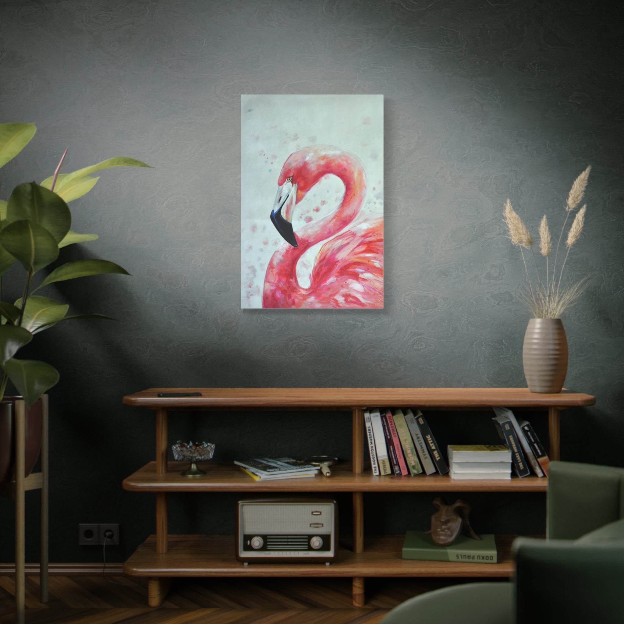 Pink Flamingo Matte Canvas Print — Stretched Wall Art 