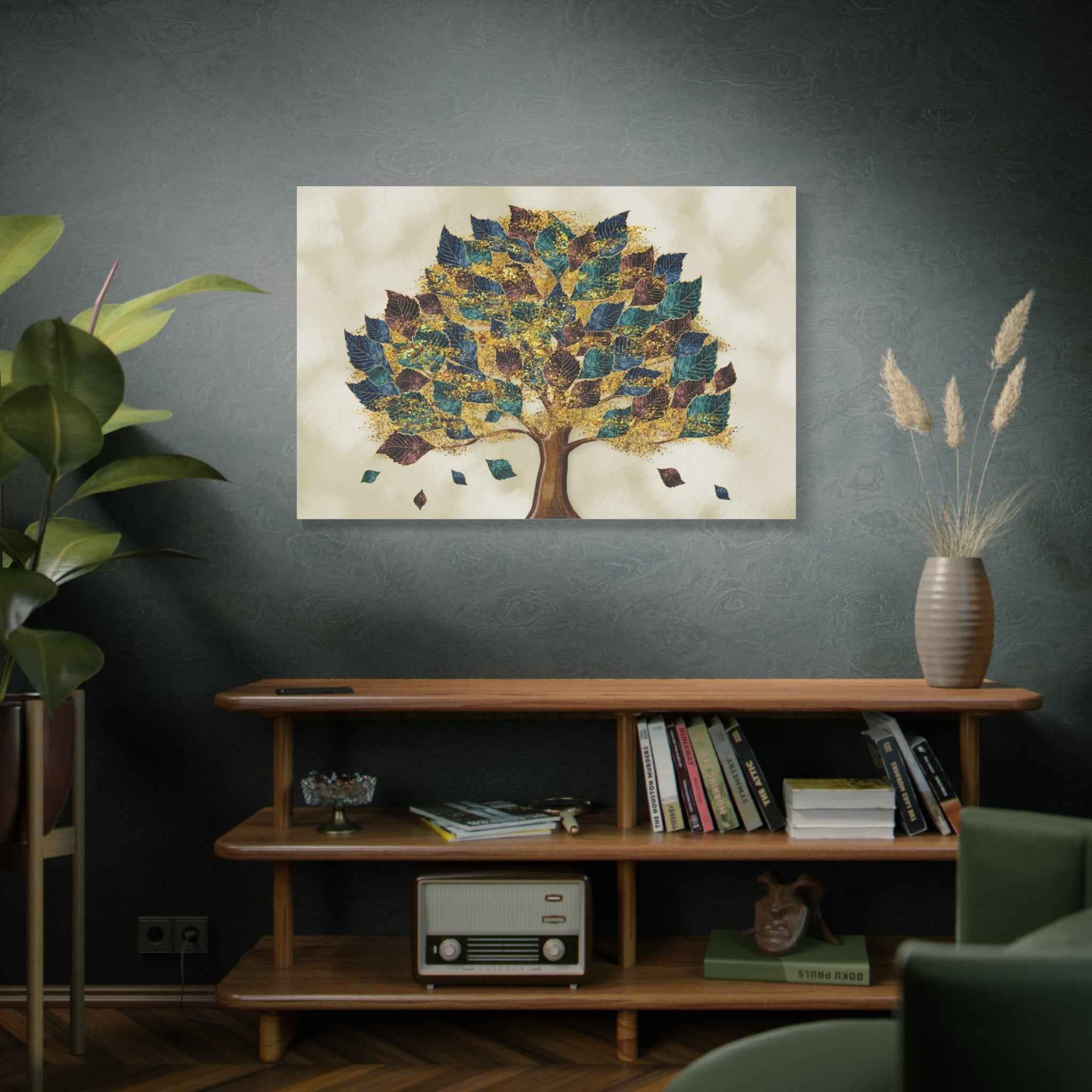 Golden Tree of Life Canvas Wall Art – Colorful Nature Decor