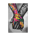 Graffiti Hands Canvas Art - Vibrant Colorful Holding Hands Wall Print - TheKaraHan