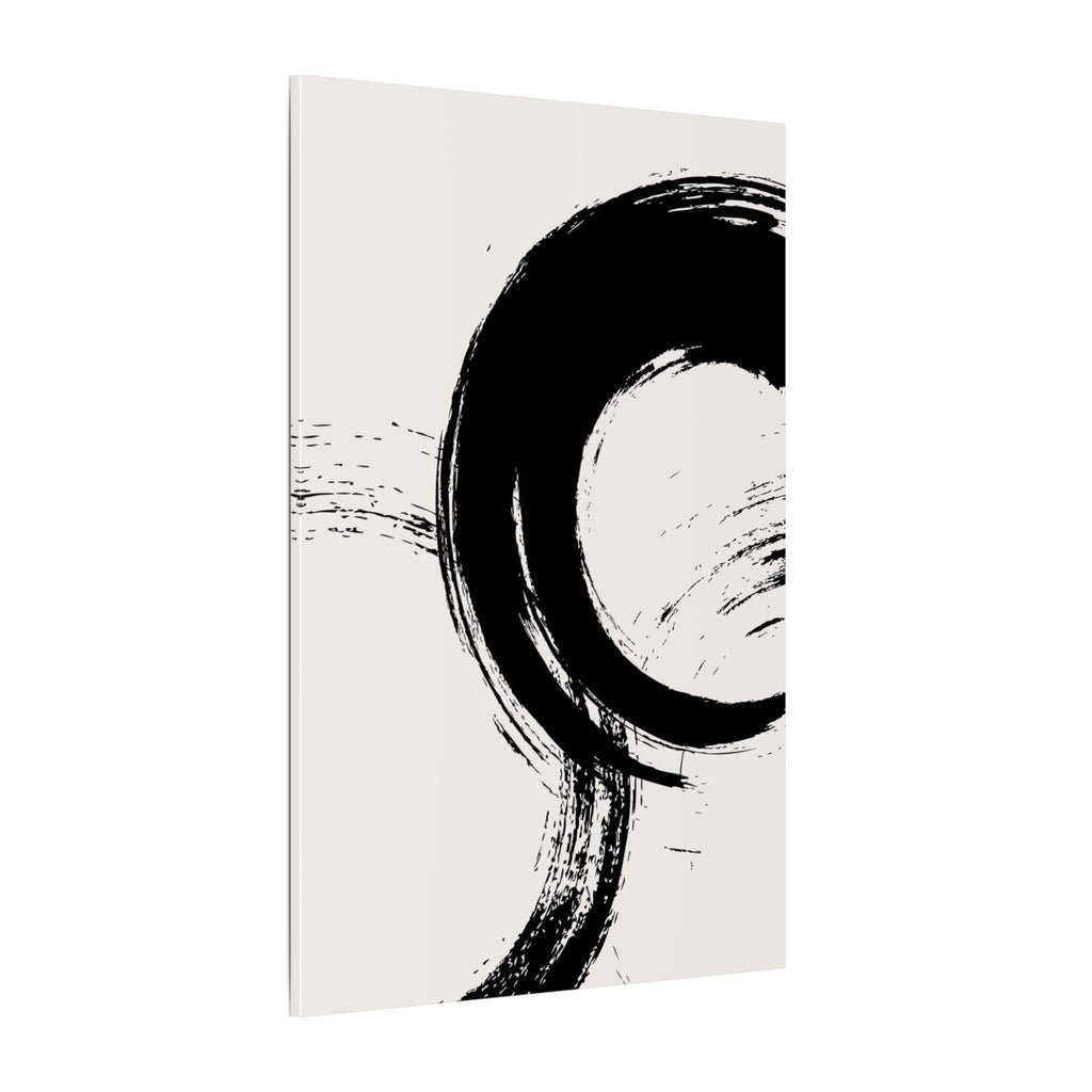 Zen Brushstroke Wall Art - Minimalist Black Circle Abstract Canvas Decor - TheKaraHan