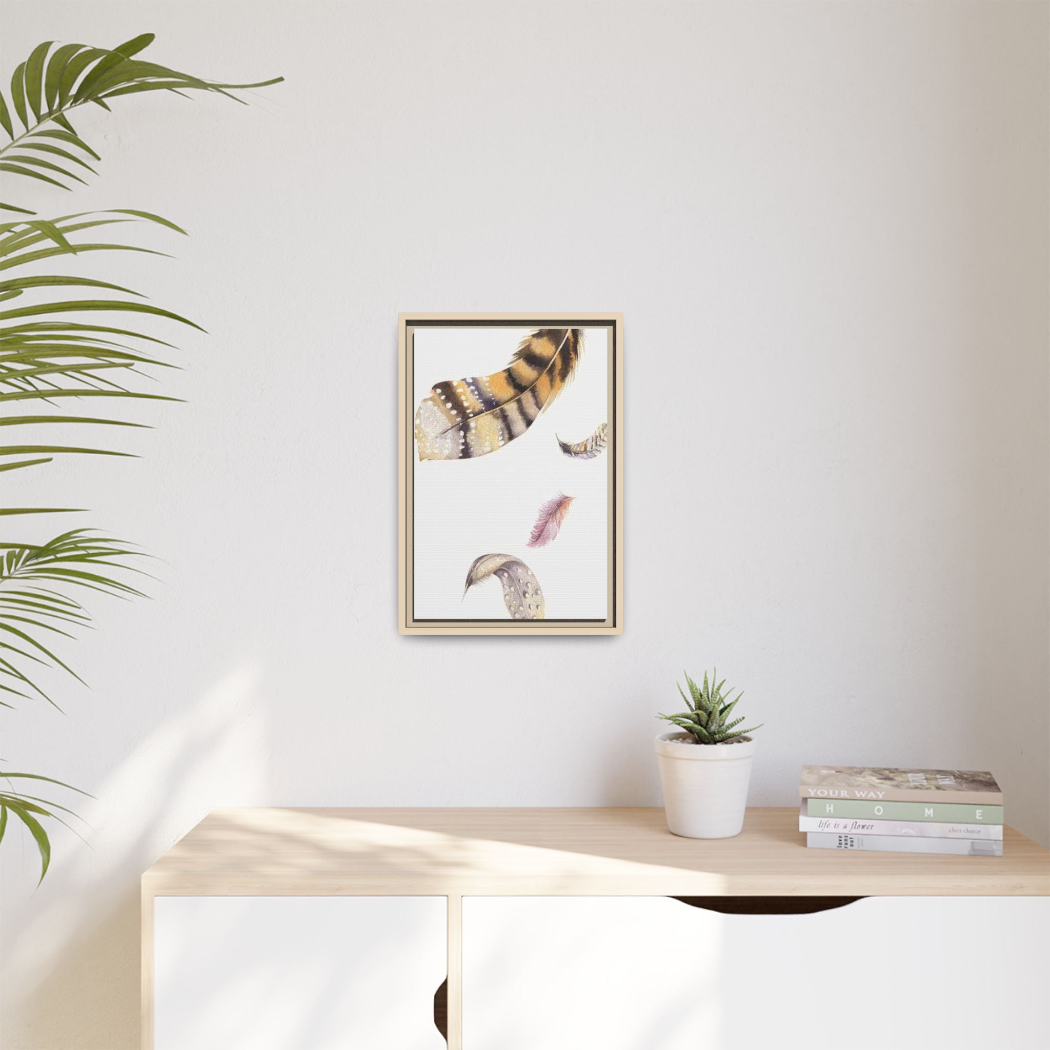 Feather Watercolor Matte Canvas Print — Framed Wall Art 