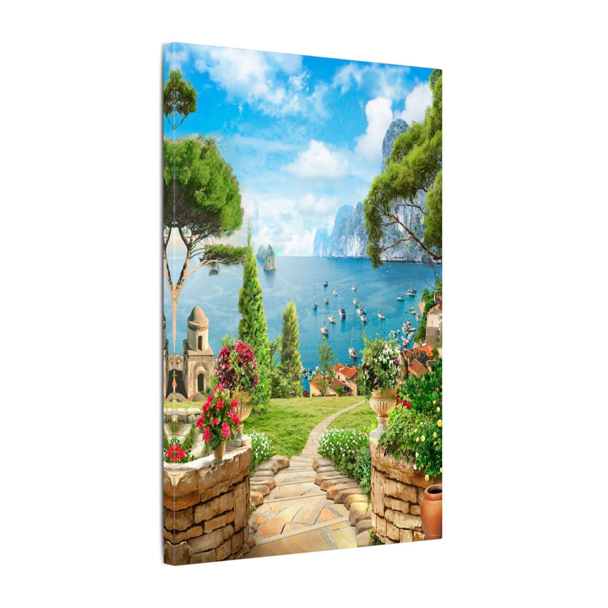 Mediterranean Seaside Canvas Art - Stunning Matte Stretched Wall Painting - TheKaraHan