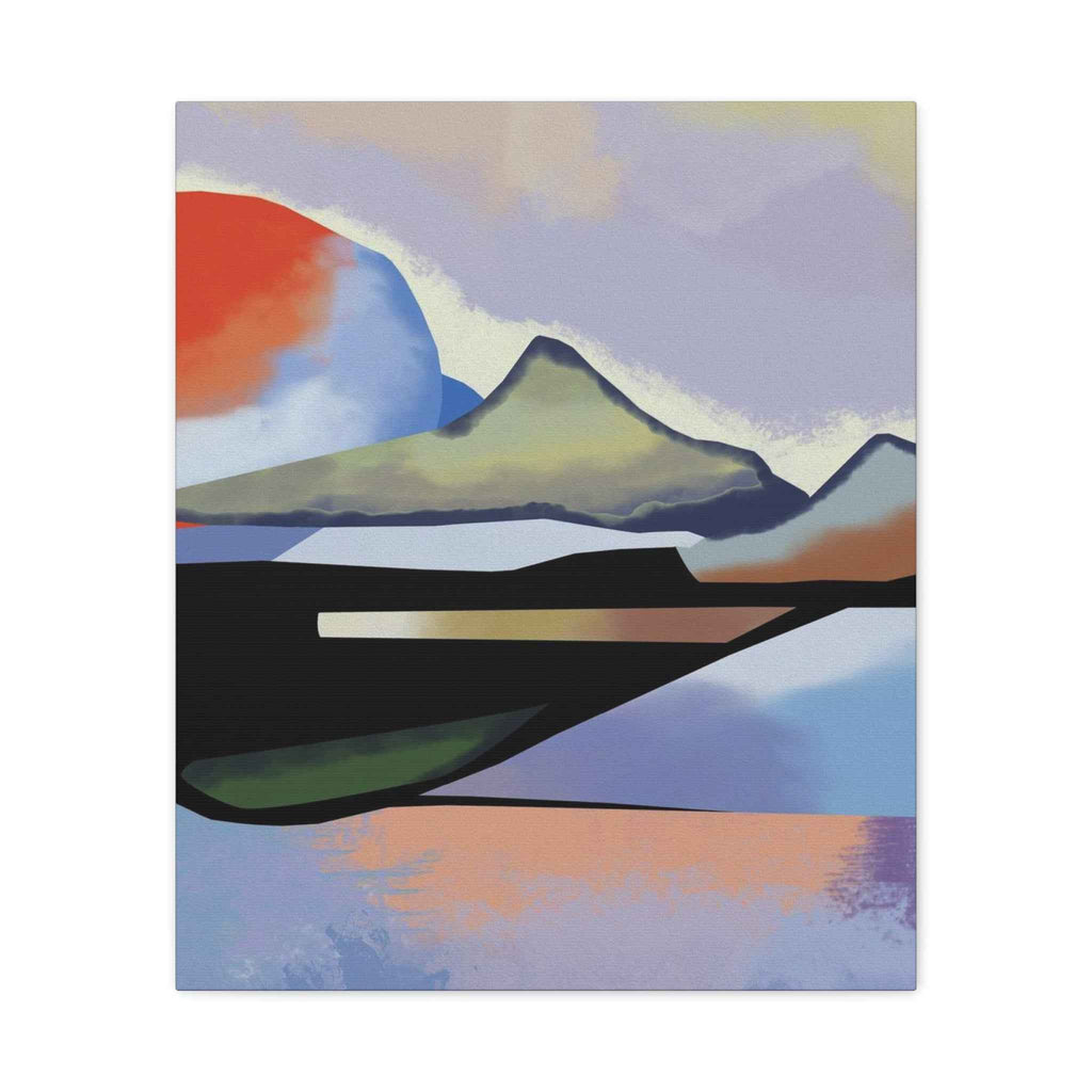 Abstract Sunset Landscape Canvas Print — Modern Mountain Wall Art - TheKaraHan