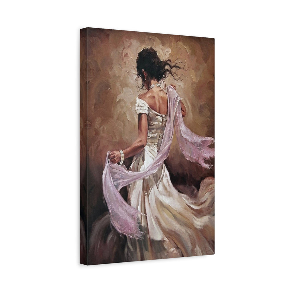 Romantic Dancing Woman Matte Canvas Print - Elegant Figurative Wall Art