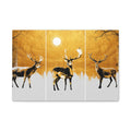 Golden Stag Canvas Wall Art - Matte Stretched Triptych Deer Print - TheKaraHan