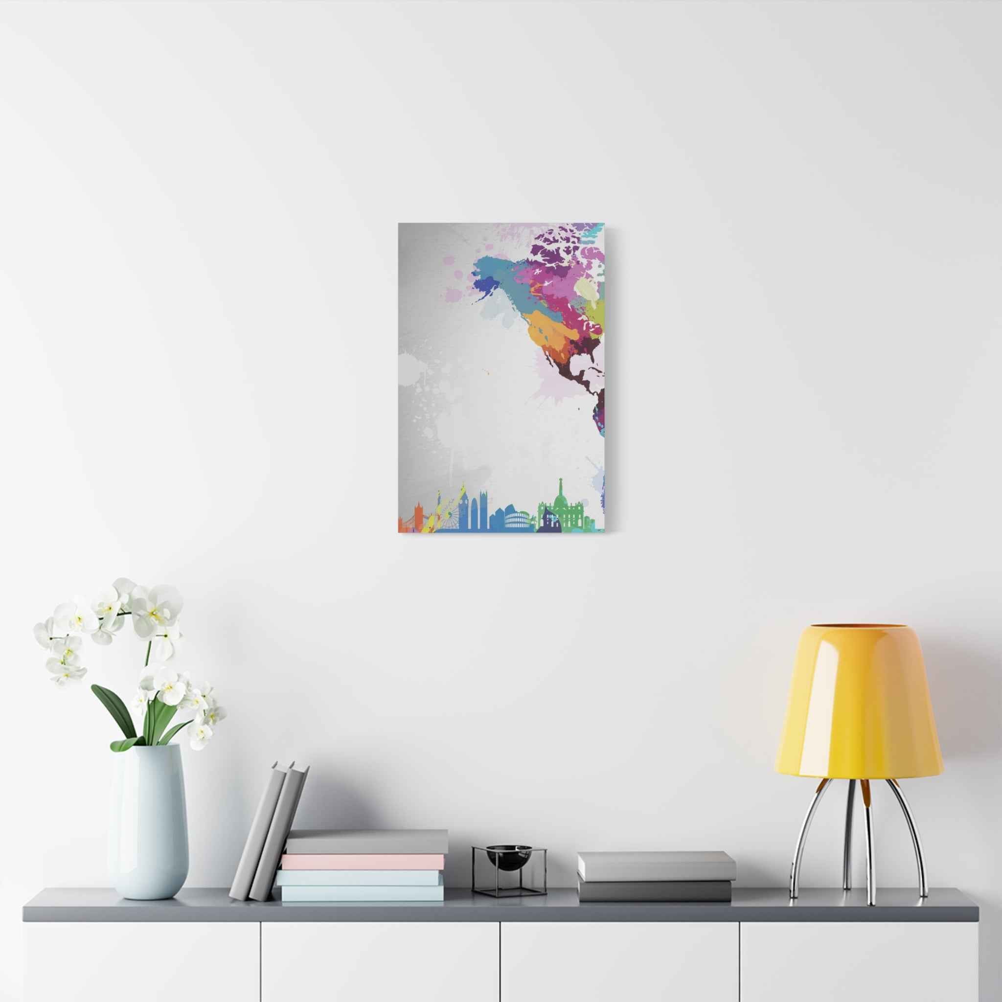 Color Splash World Map Canvas Art – Modern Stretched Matte Wall Decor - TheKaraHan