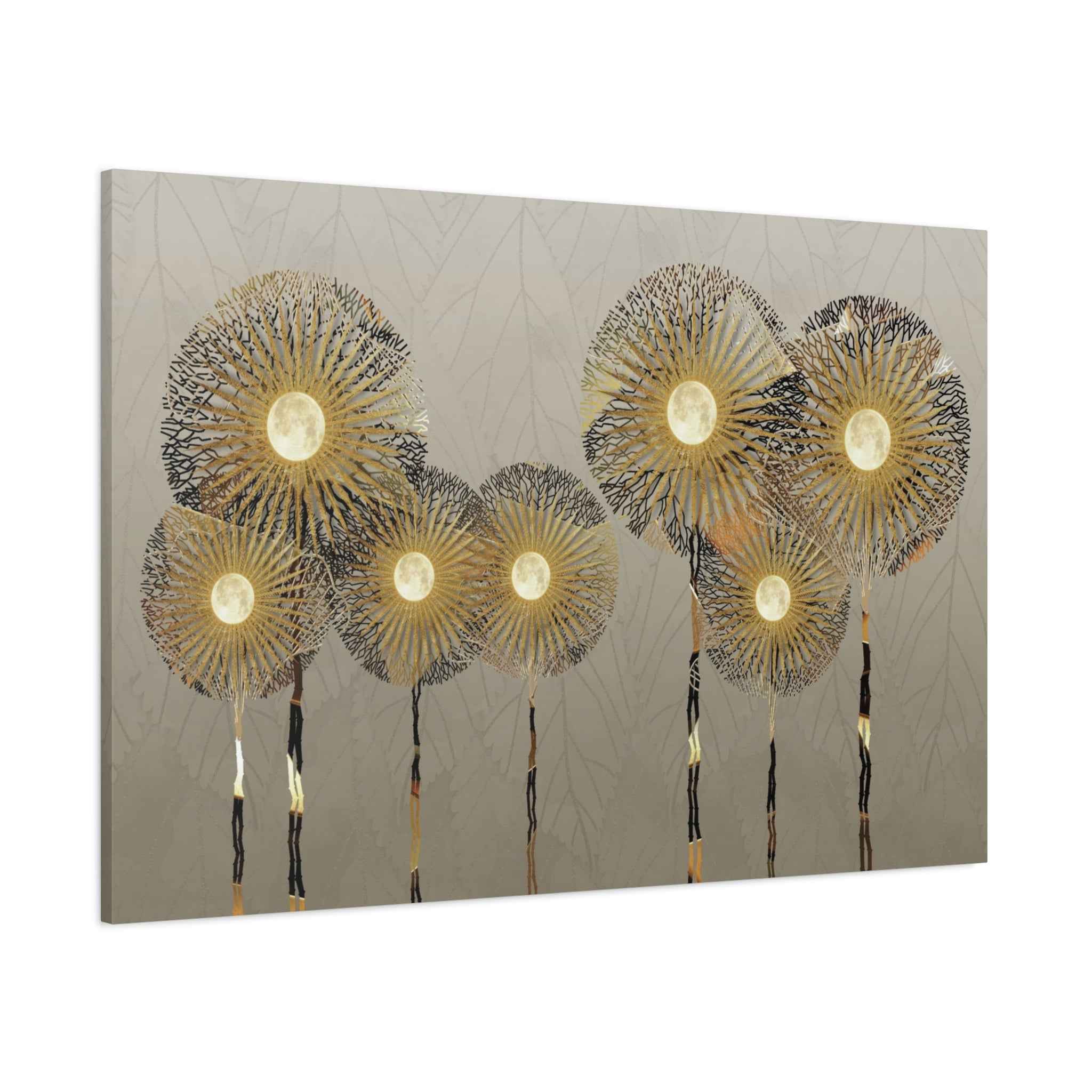 Gold Floral Wall Art | Luxury Botanical Flower Canvas for Elegant Interiors