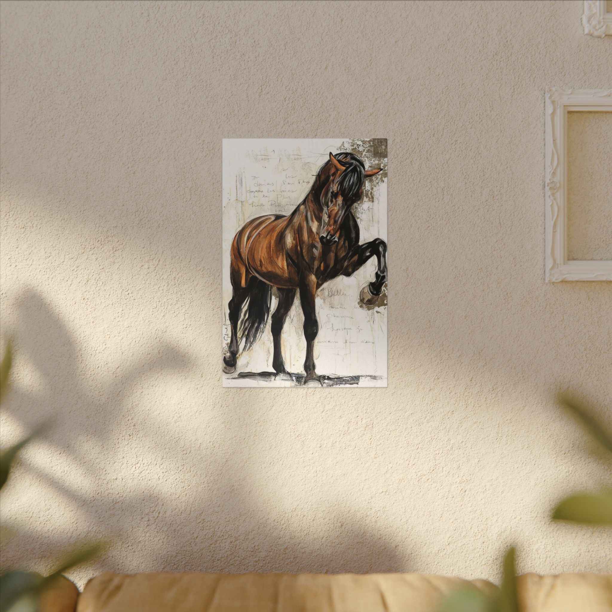 Horse Canvas Wall Art - Brown Stallion Matte Stretched Canvas for Home Decor - TheKaraHan