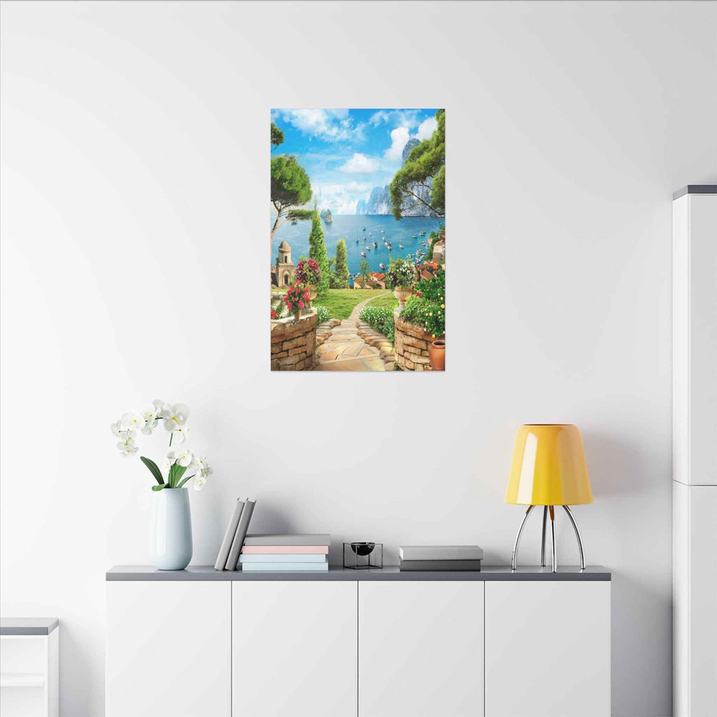 Mediterranean Seaside Canvas Art - Stunning Matte Stretched Wall Painting - TheKaraHan