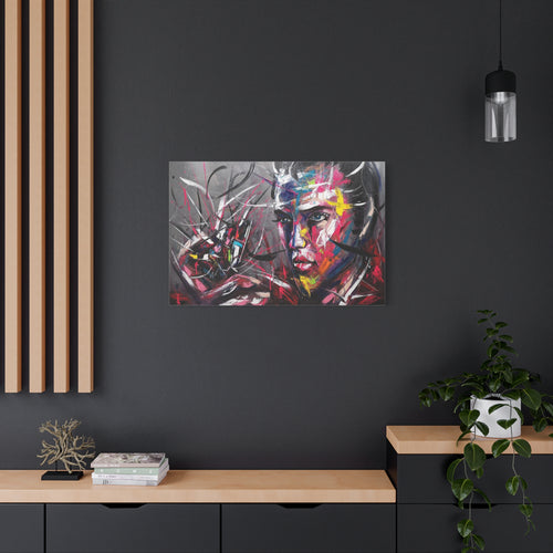 Abstract Colorful Portrait Wall Art - Modern Matte Canvas Face Painting - TheKaraHan