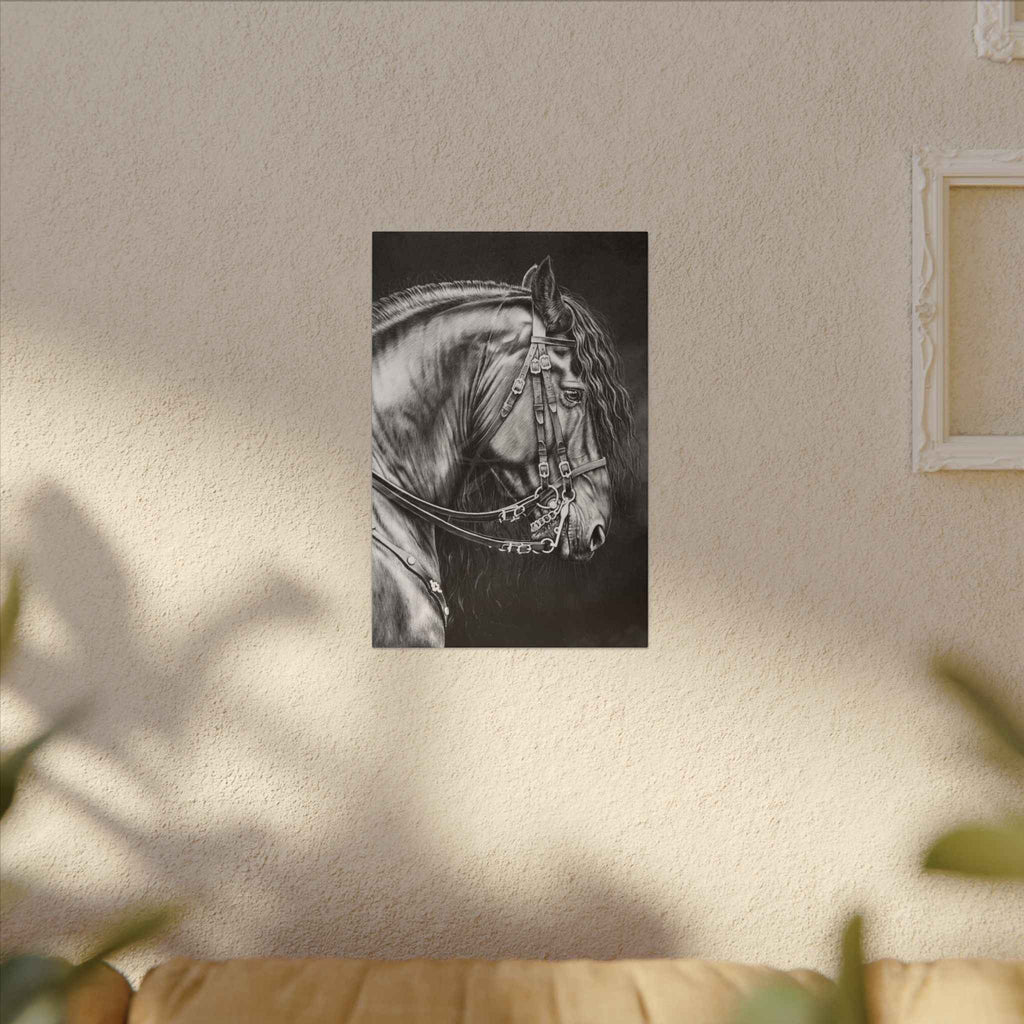 Black and White Horse Portrait Canvas - Matte Stretched Wall Decor - TheKaraHan