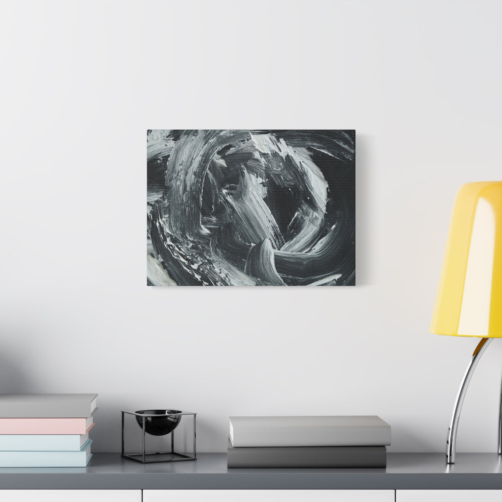 Abstract Black & White Swirl Matte Canvas Art — Minimalist Monochrome Wall Decor 