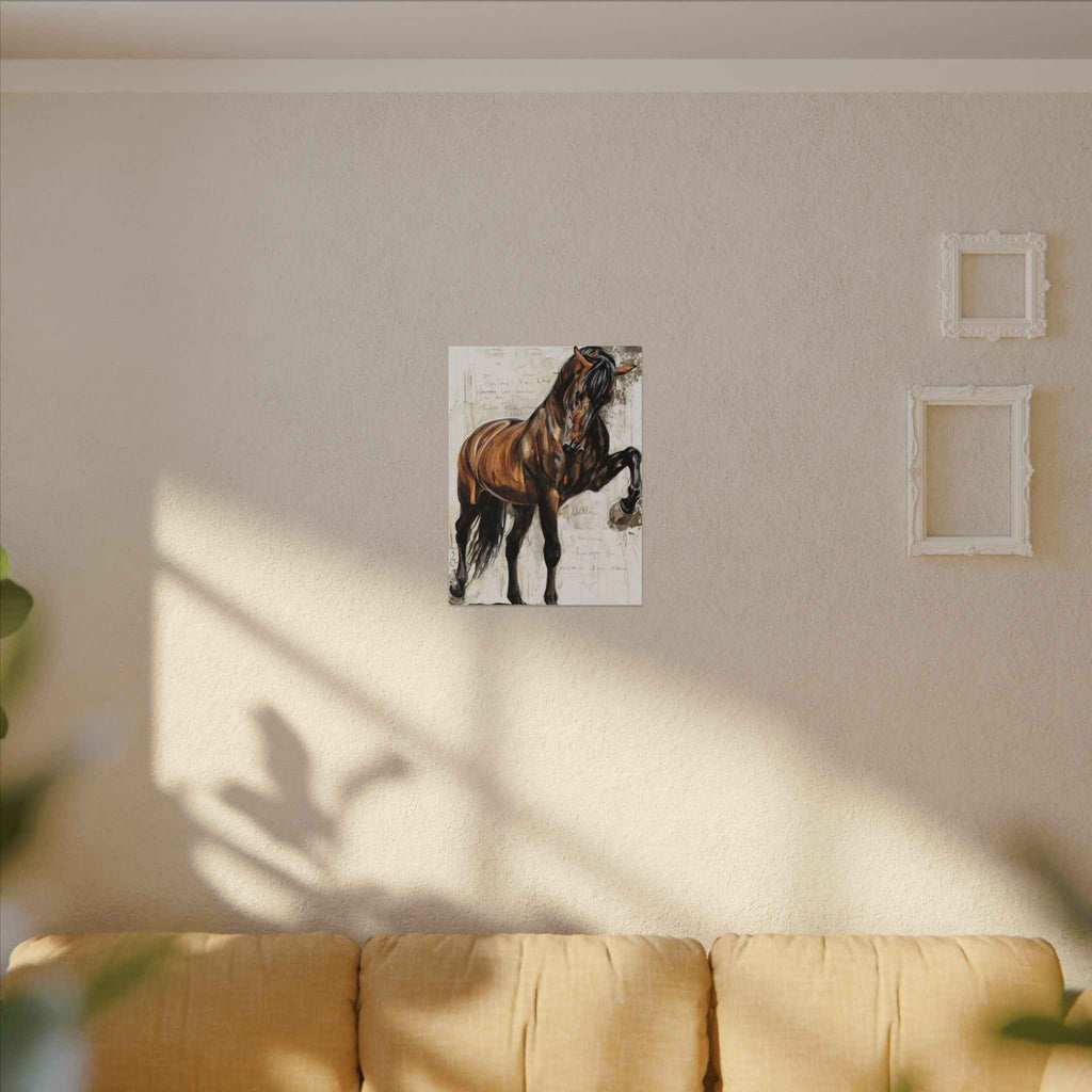 Horse Canvas Wall Art - Brown Stallion Matte Stretched Canvas for Home Decor - TheKaraHan