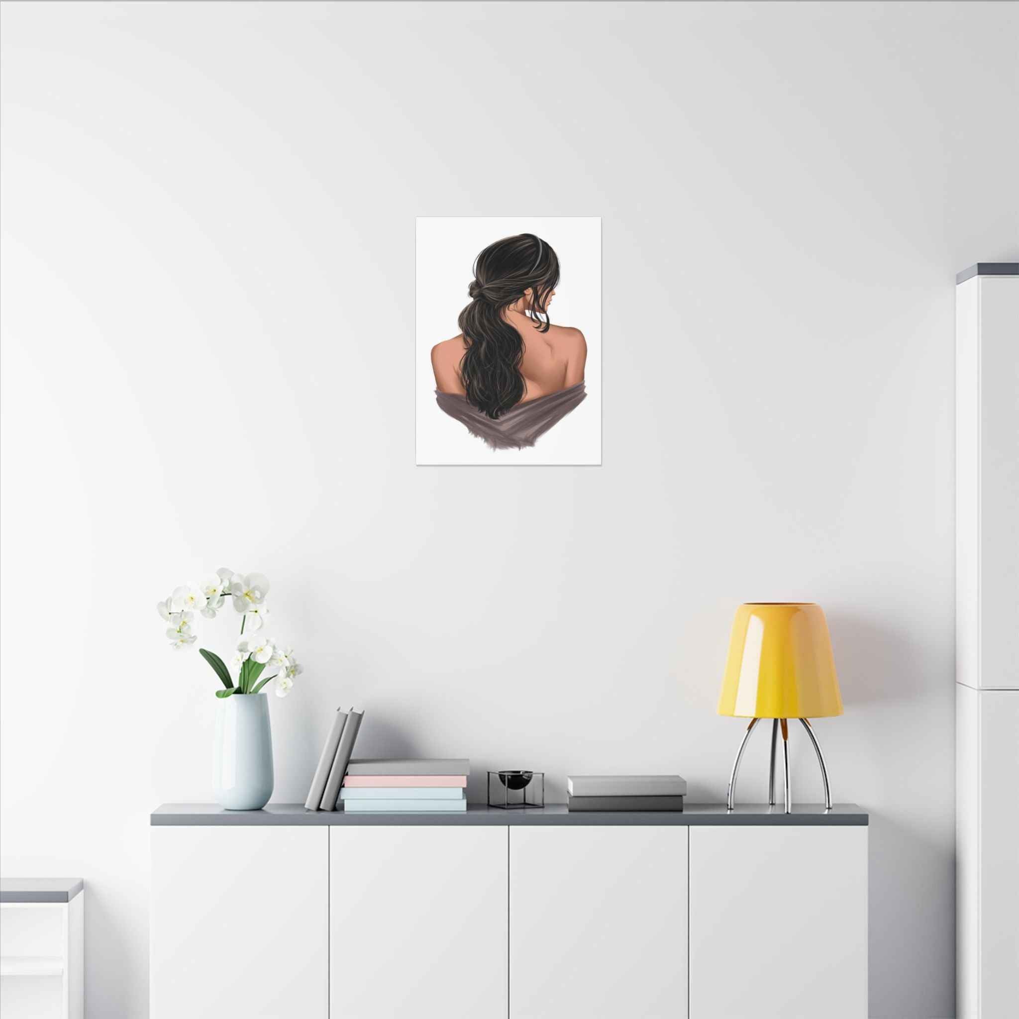 Portrait Canvas Print Woman Back View with Loose Ponytail – Perfect Home Decor for Every Room - TheKaraHan