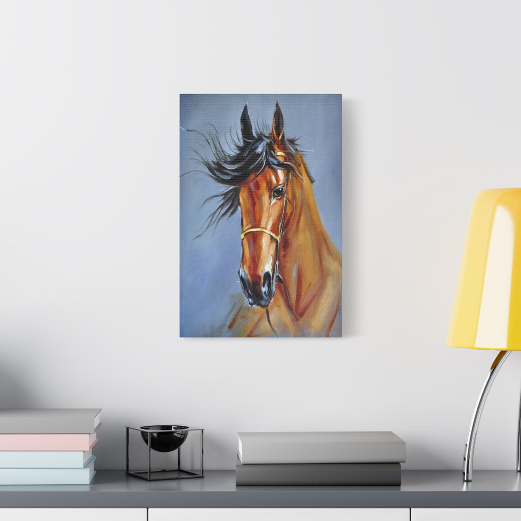 Bay Horse Portrait Matte Canvas Print — Stretched Wall Art (1.25") 