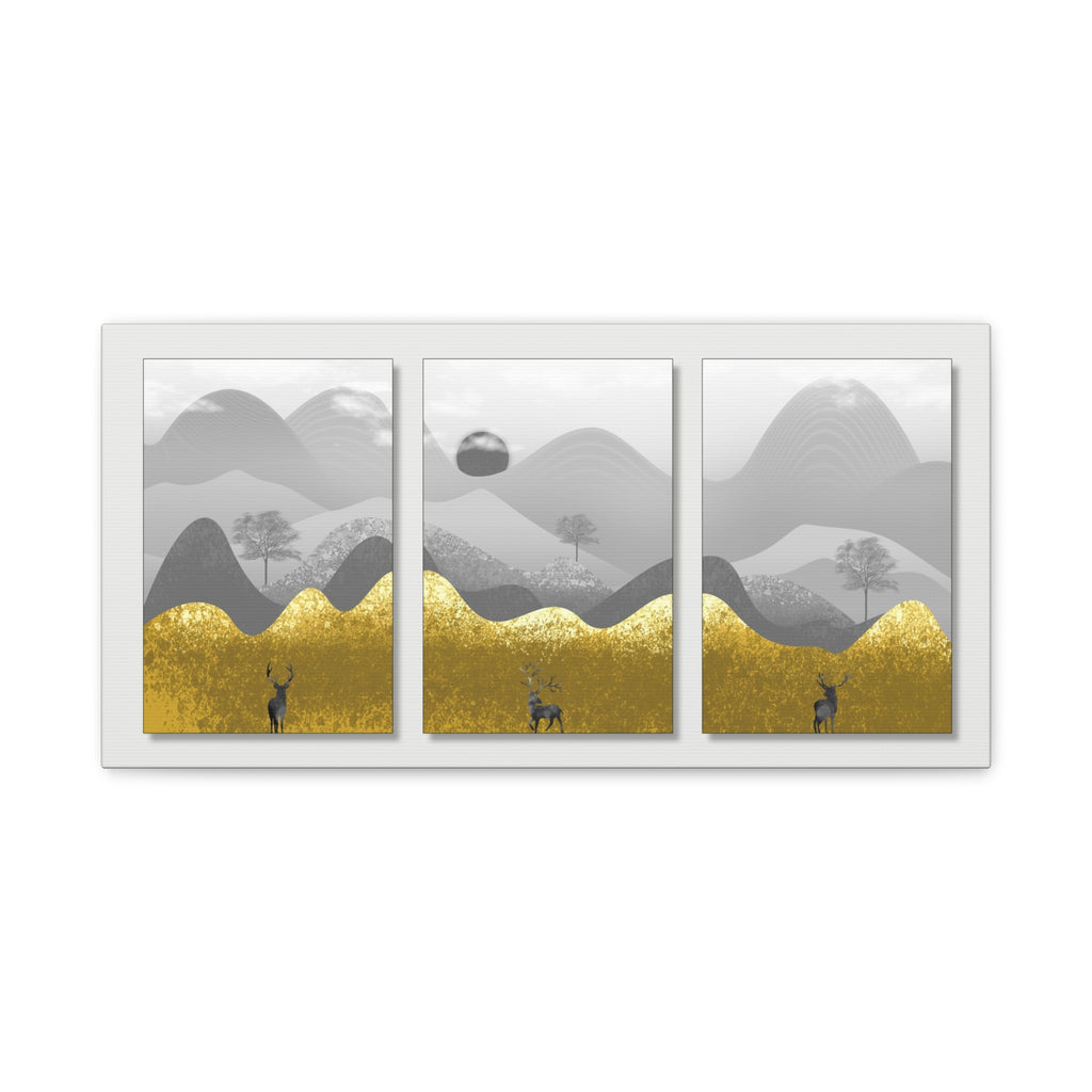 Gold Mountain Triptych Canvas Art for Stunning Home Decor - TheKaraHan