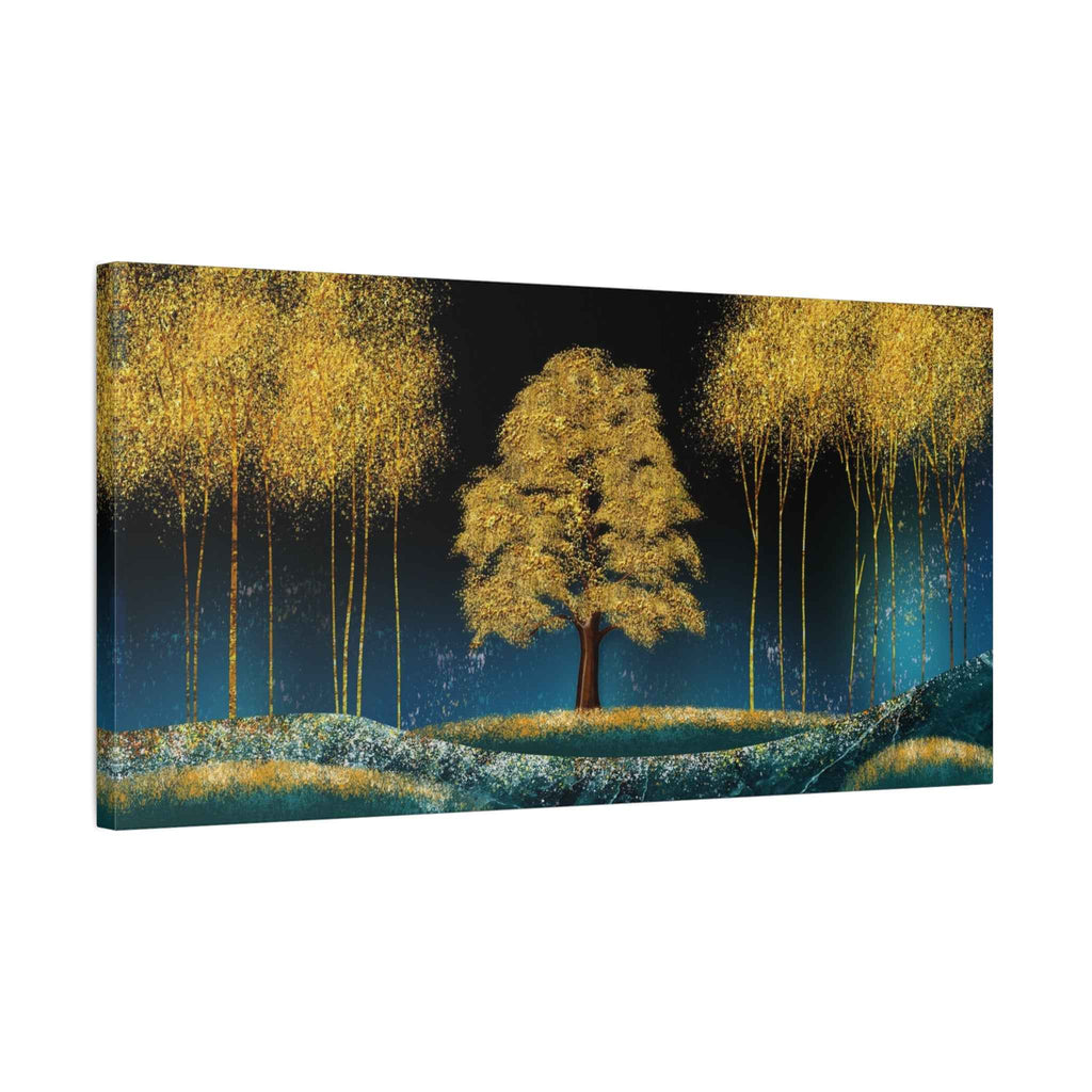 Golden Tree Landscape Canvas Wall Art – Luxury Nature Wall Decor