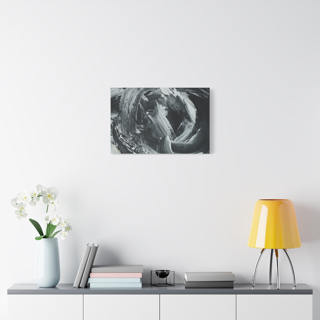 Abstract Black & White Swirl Matte Canvas Art — Minimalist Monochrome Wall Decor 
