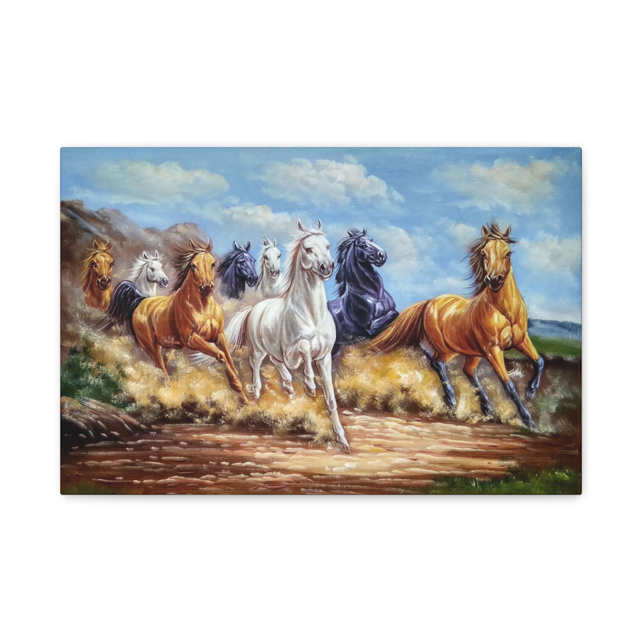 Running Horses Matte Canvas Wall Art — Stretched 1.25" 