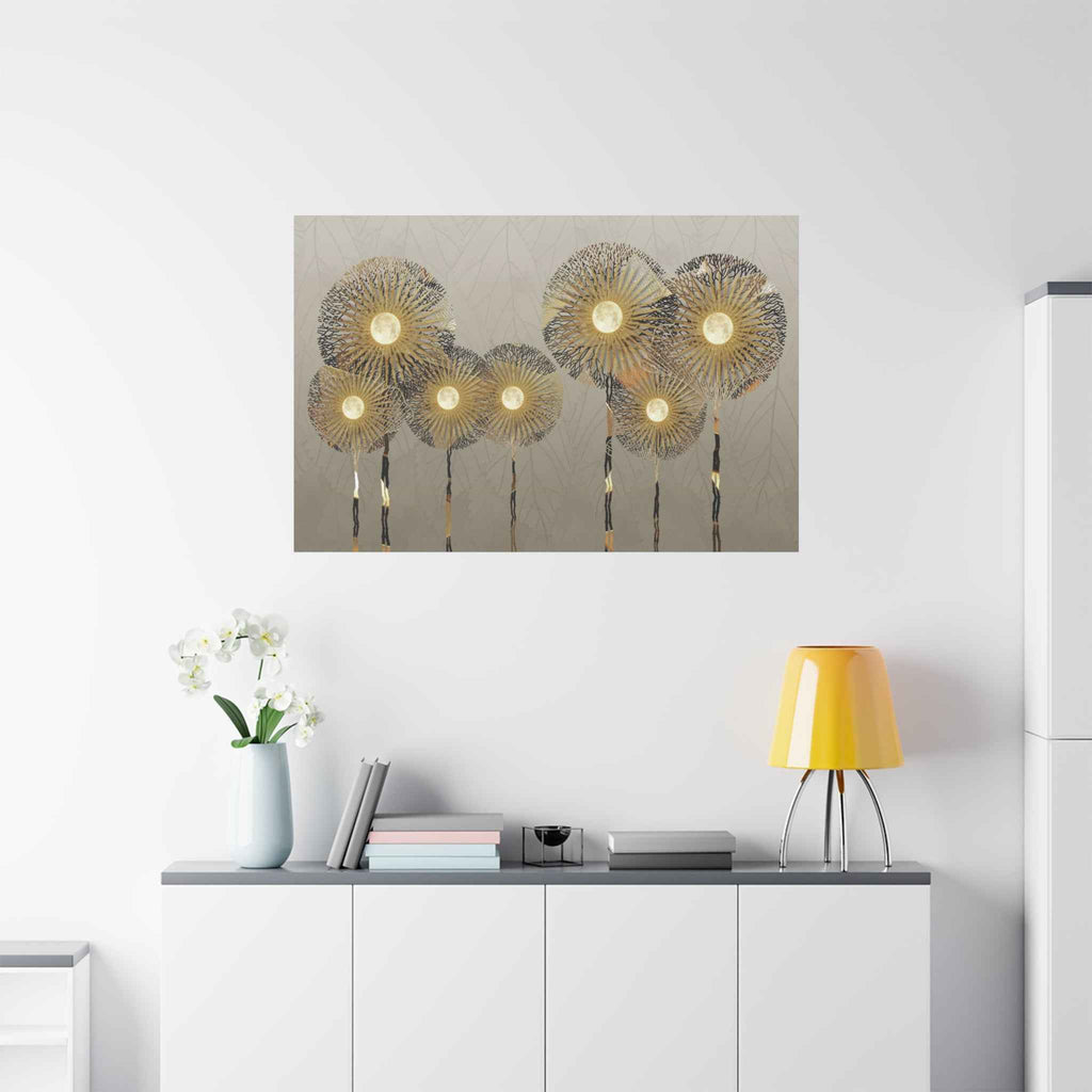 Gold Floral Wall Art | Luxury Botanical Flower Canvas for Elegant Interiors