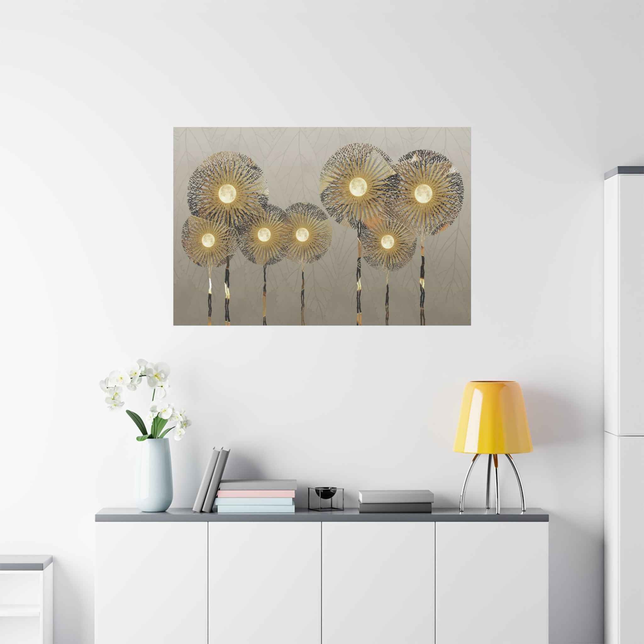 Gold Floral Wall Art | Luxury Botanical Flower Canvas for Elegant Interiors