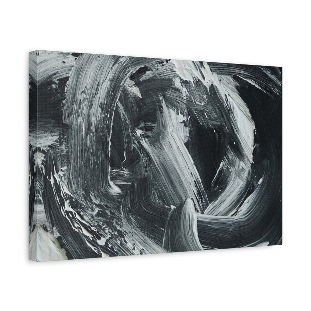 Abstract Black & White Swirl Matte Canvas Art — Minimalist Monochrome Wall Decor 