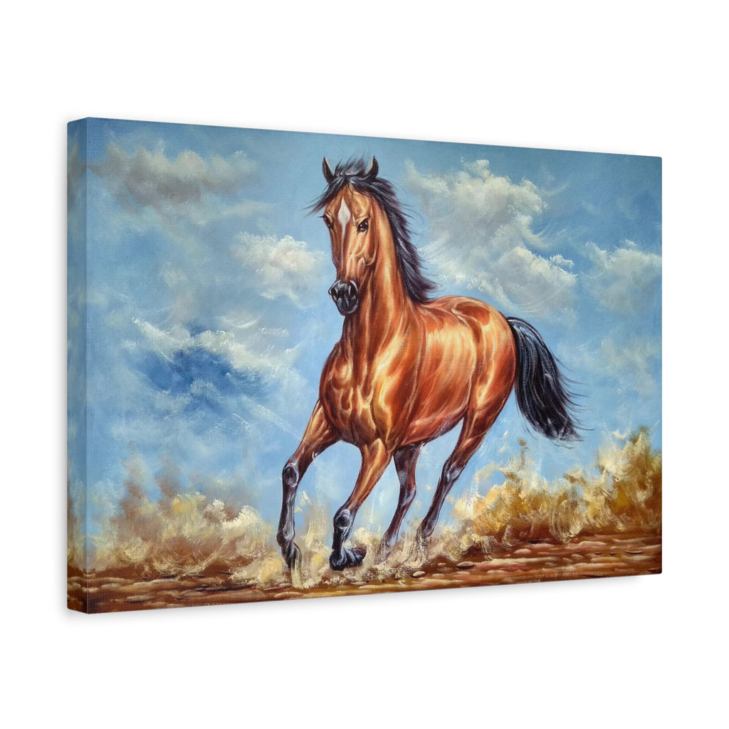 Galloping Mare Matte Canvas Print — Stretched Horse Wall Art 
