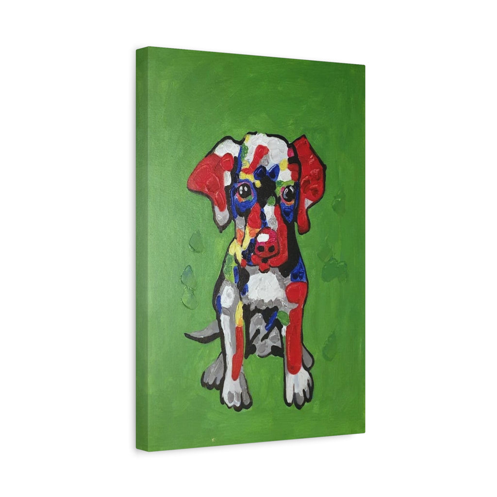 Colorful Pop Art Puppy Canvas Print — Stretched Matte Wall Art 