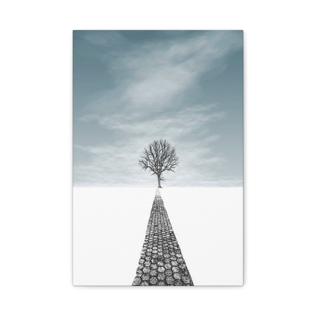 Minimalist Lone Tree Canvas Print — Stretched Matte Wall Art 