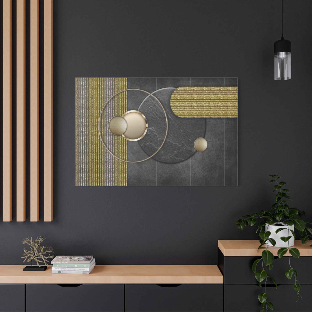 Black and Gold Geometric Canvas Wall Art – Luxury Modern Wall Decor