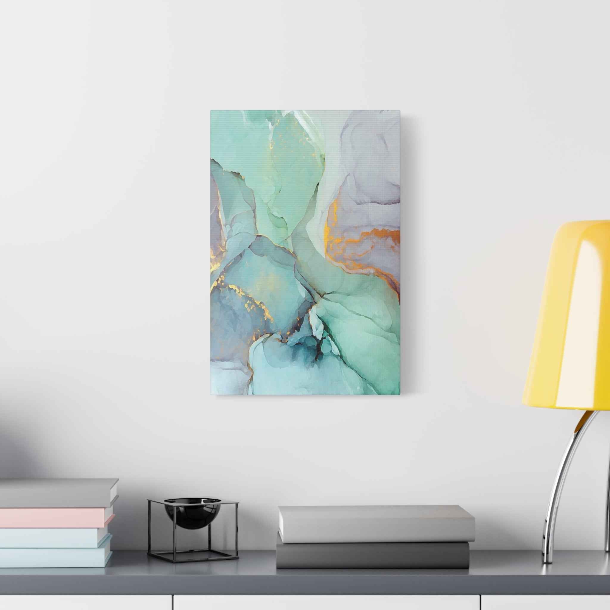 Aqua Marble Canvas Art - Matte Stretched Abstract Wall Print for Modern Decor - TheKaraHan