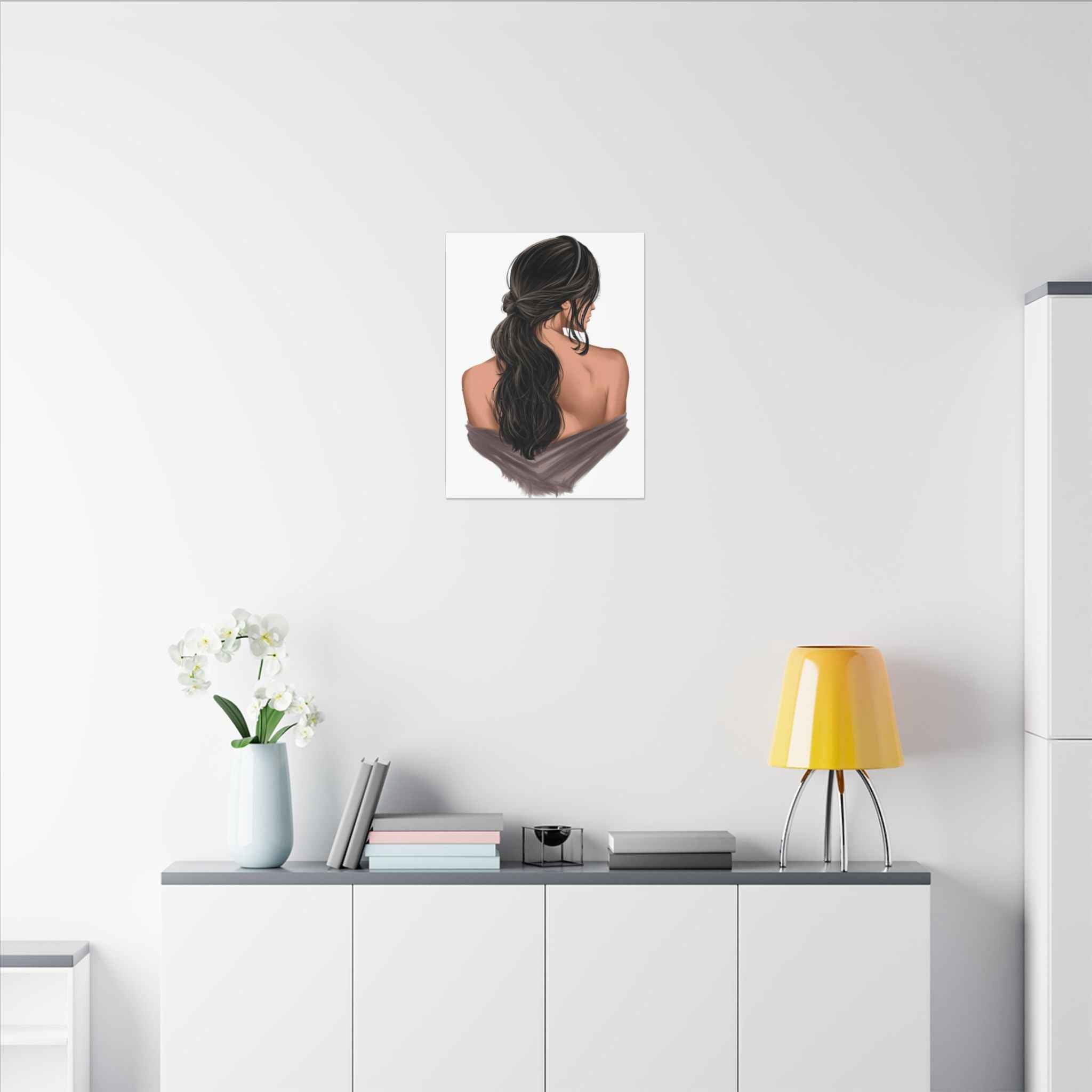Portrait Canvas Print Woman Back View with Loose Ponytail – Perfect Home Decor for Every Room - TheKaraHan