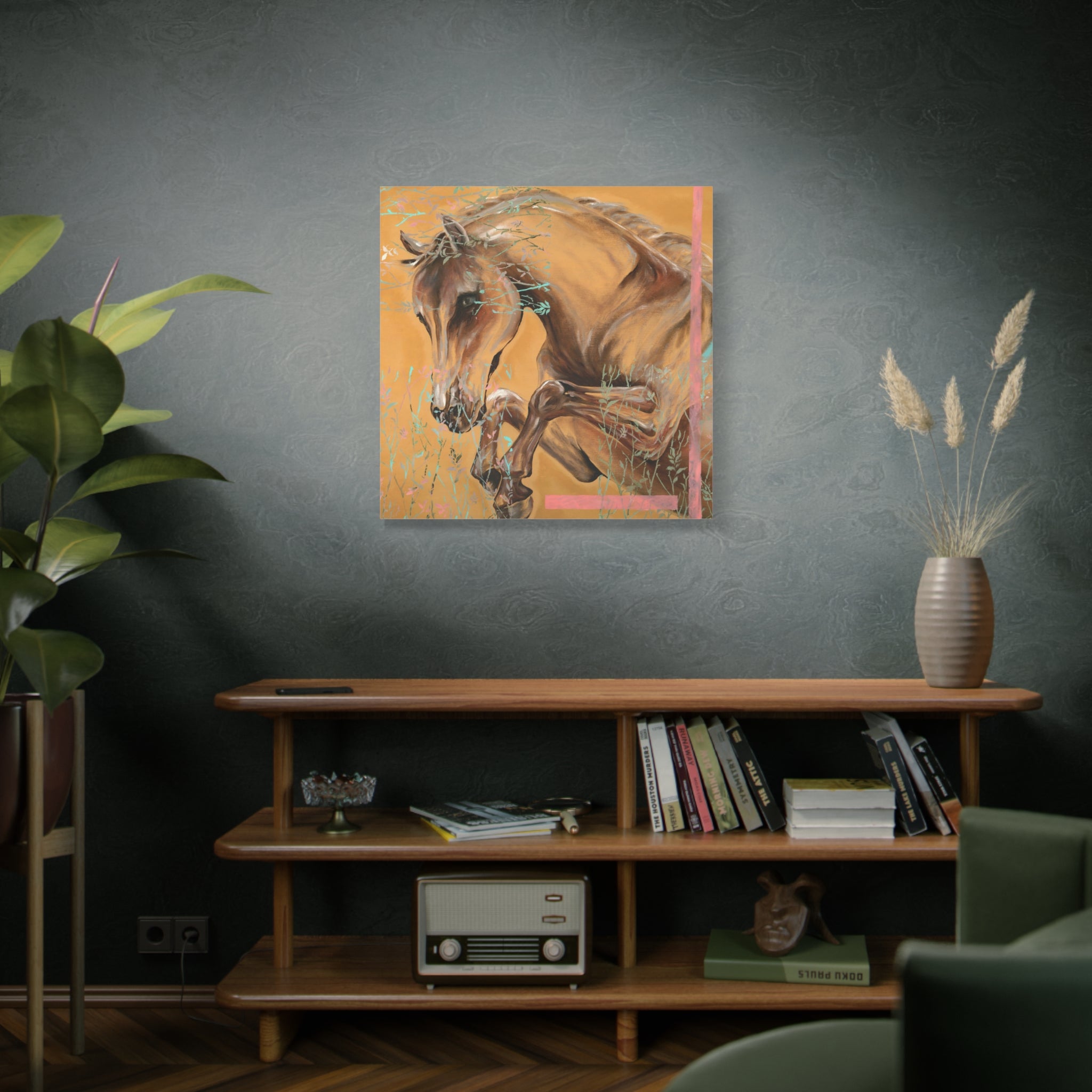 Golden Horse Canvas Wall Art — Matte Stretched 1.25"