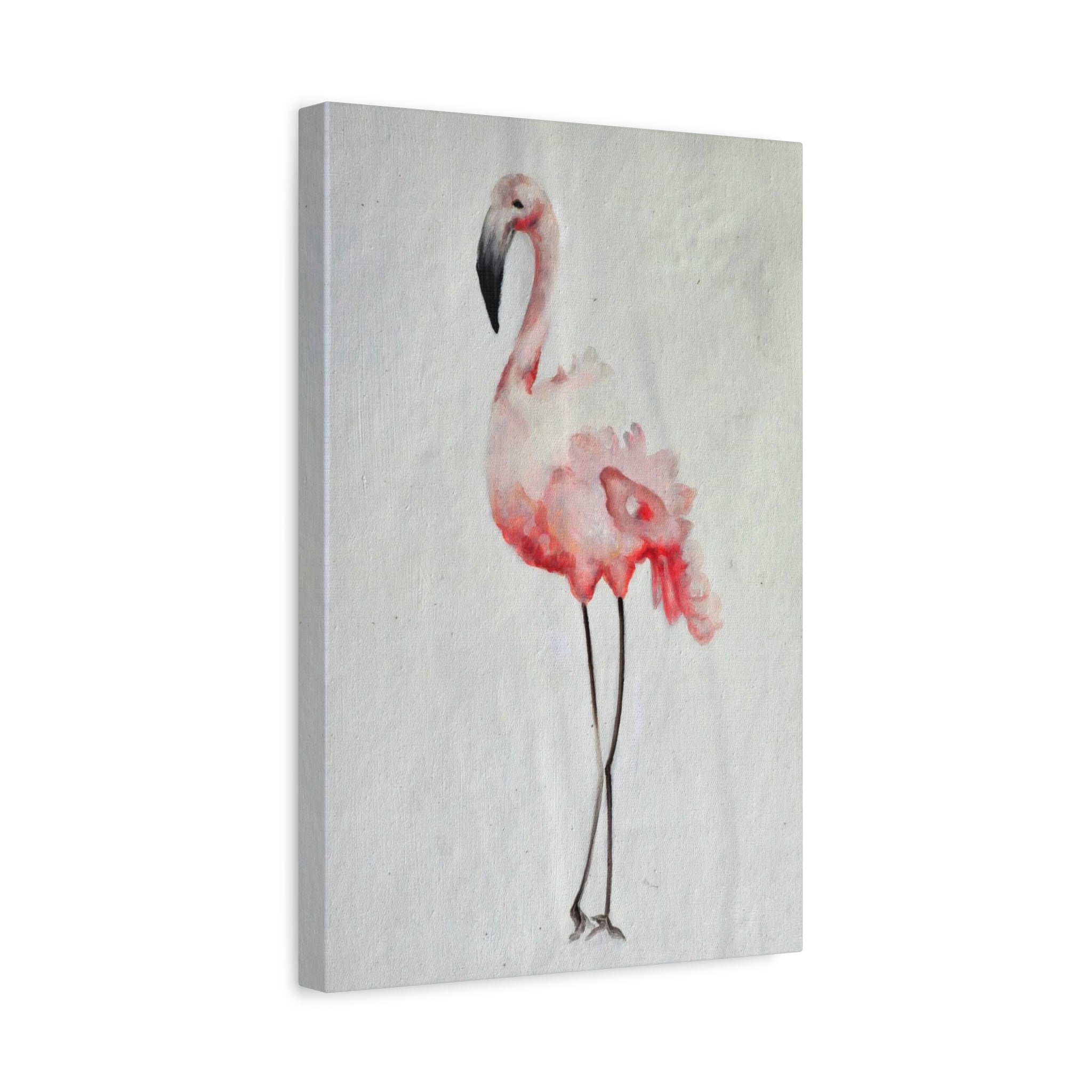 Watercolor Pink Flamingo Canvas Print — Matte Stretched Wall Art 