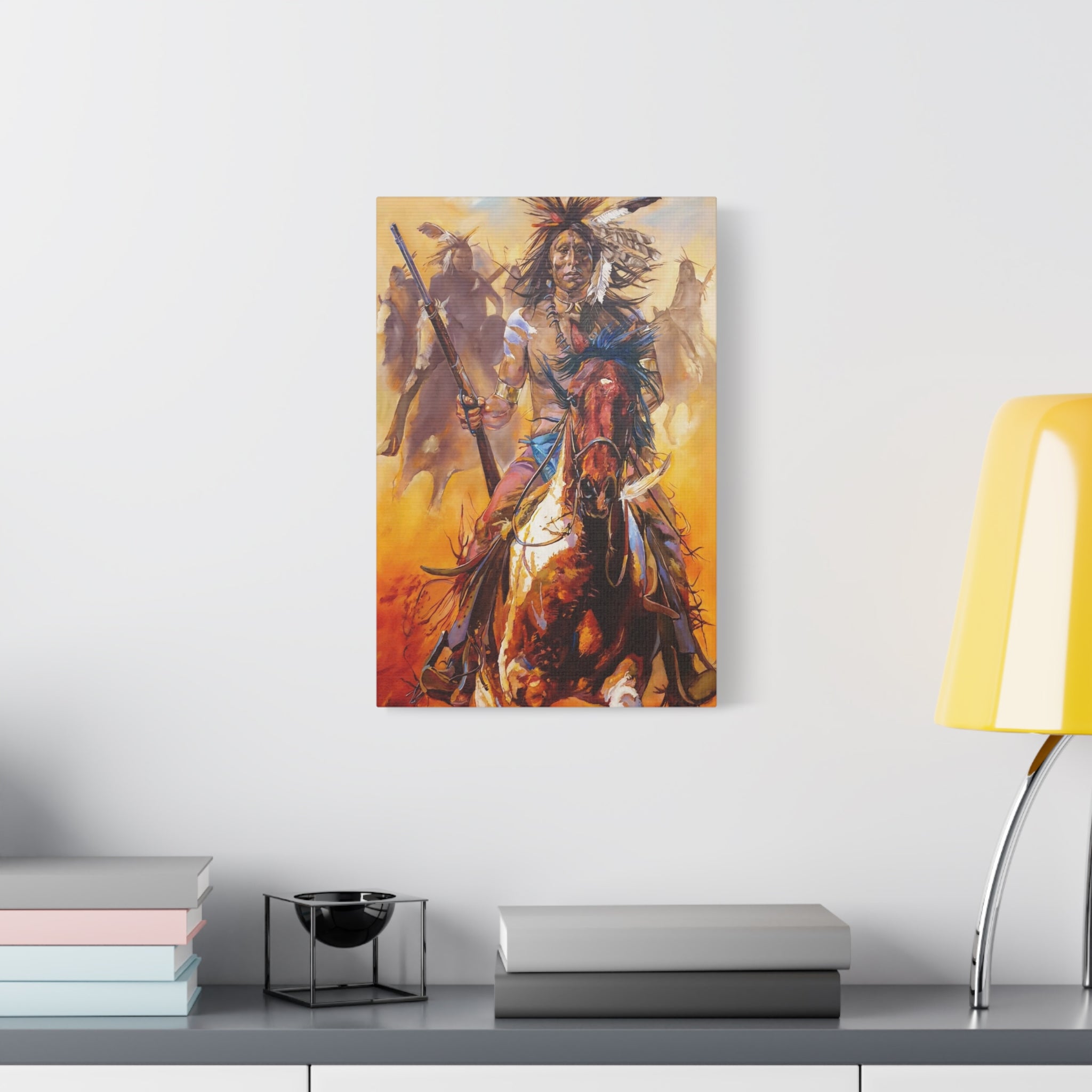 Native American Warrior Horse Matte Canvas Print — Stretched Wall Art 