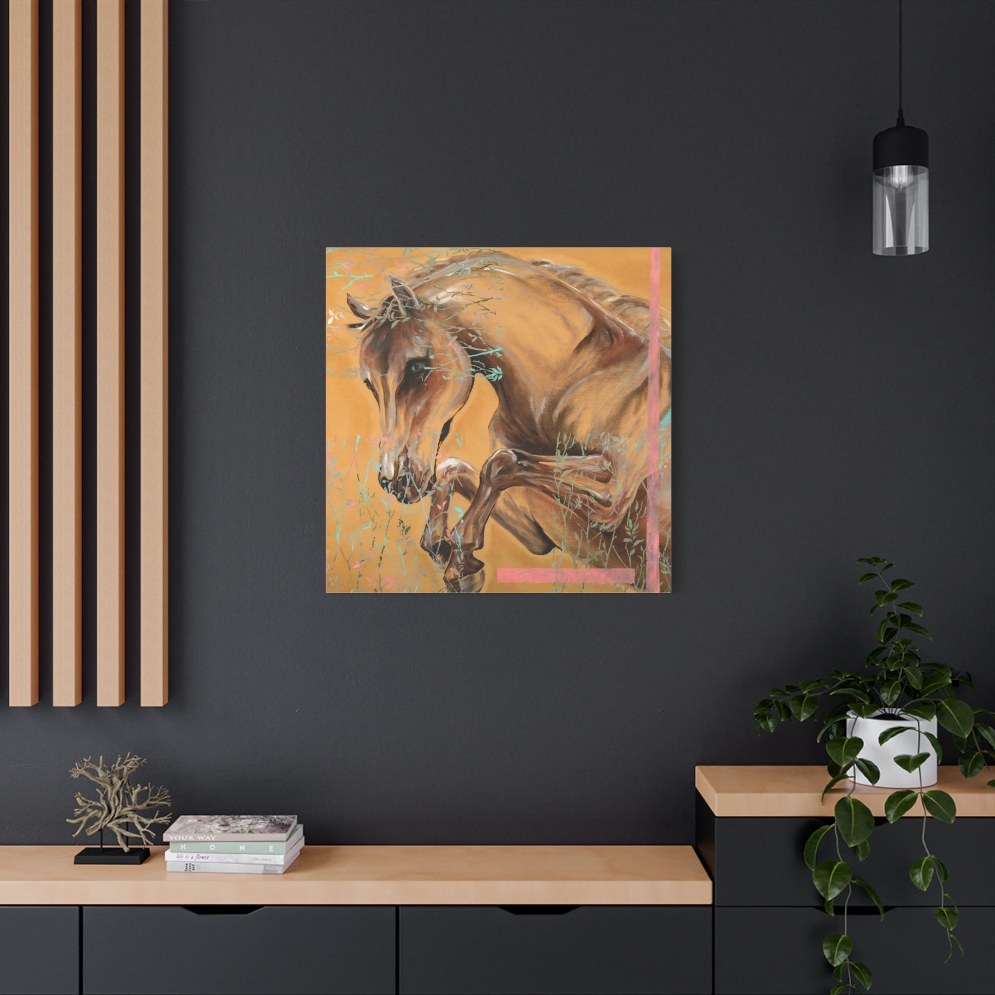 Golden Horse Canvas Wall Art — Matte Stretched 1.25"