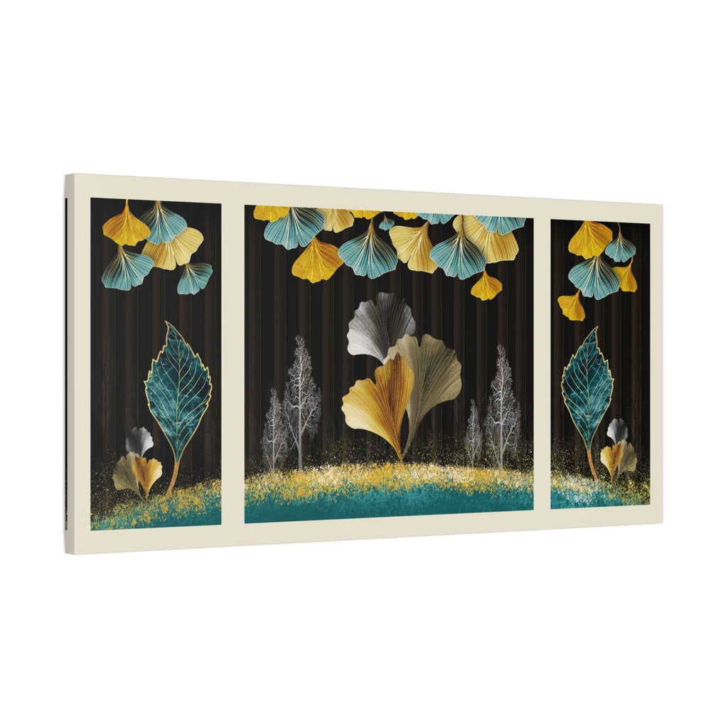 Golden Ginkgo Leaf Botanical Canvas Wall Art – Luxury Nature Decor