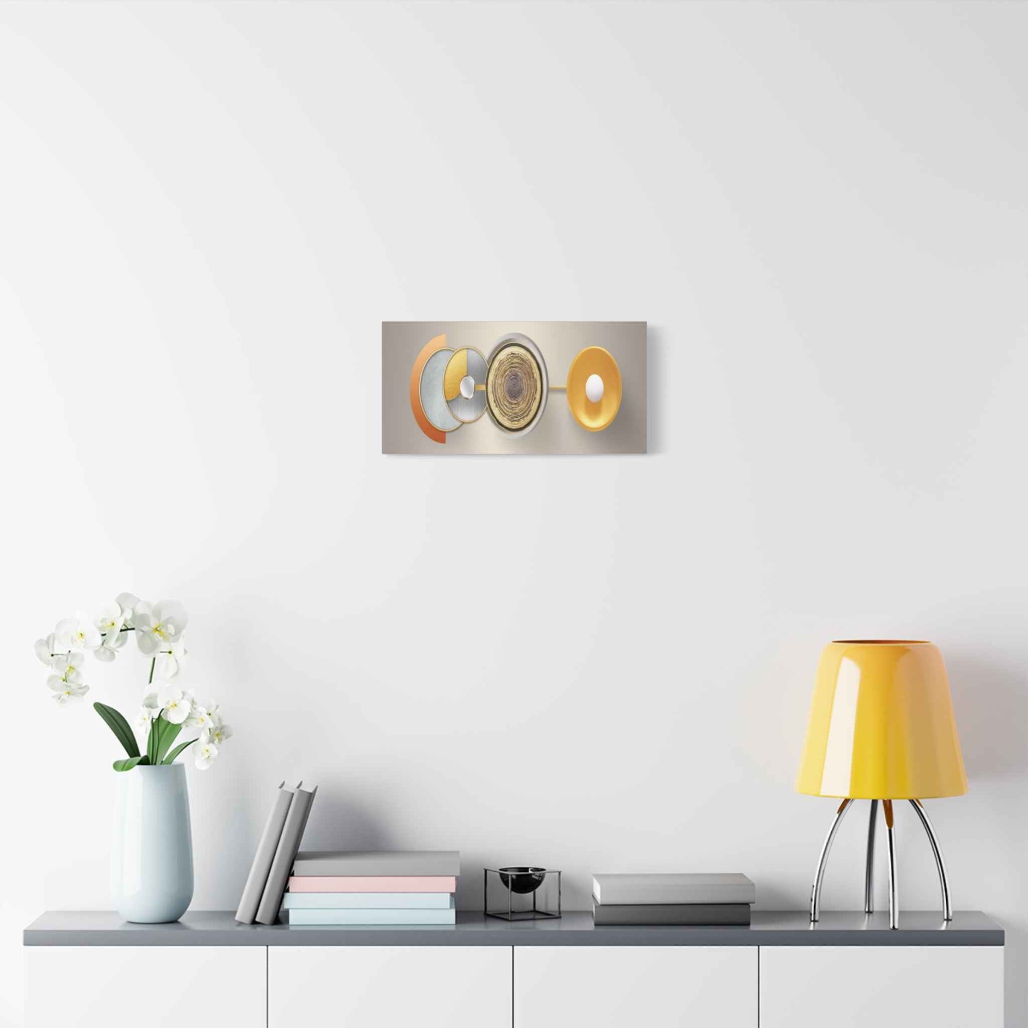 Abstract Gold Geometric Wall Art Canvas – Modern Luxury Metallic Circle Artwork
