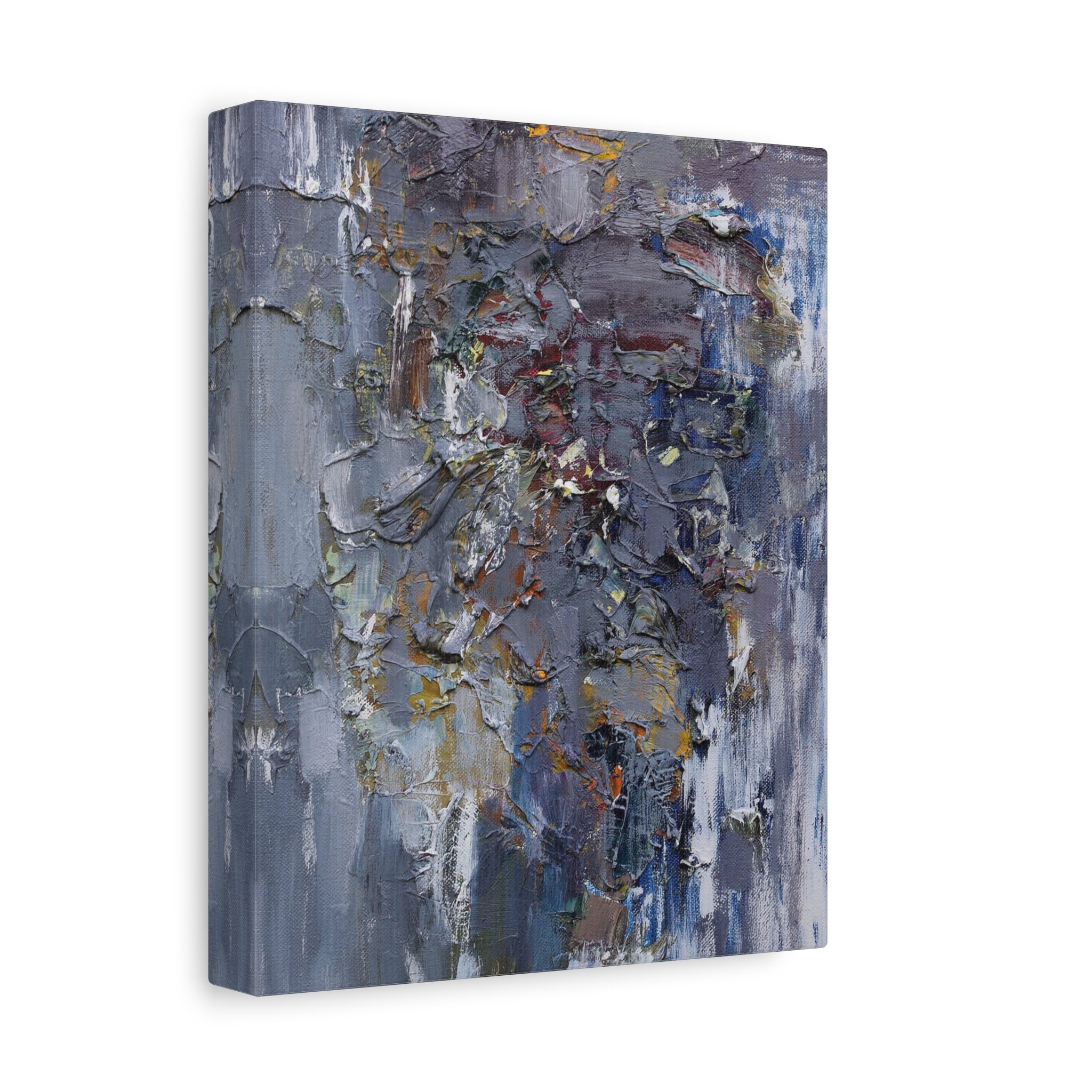 Abstract Textured Canvas Wall Art — Moody Blue Gray Palette 