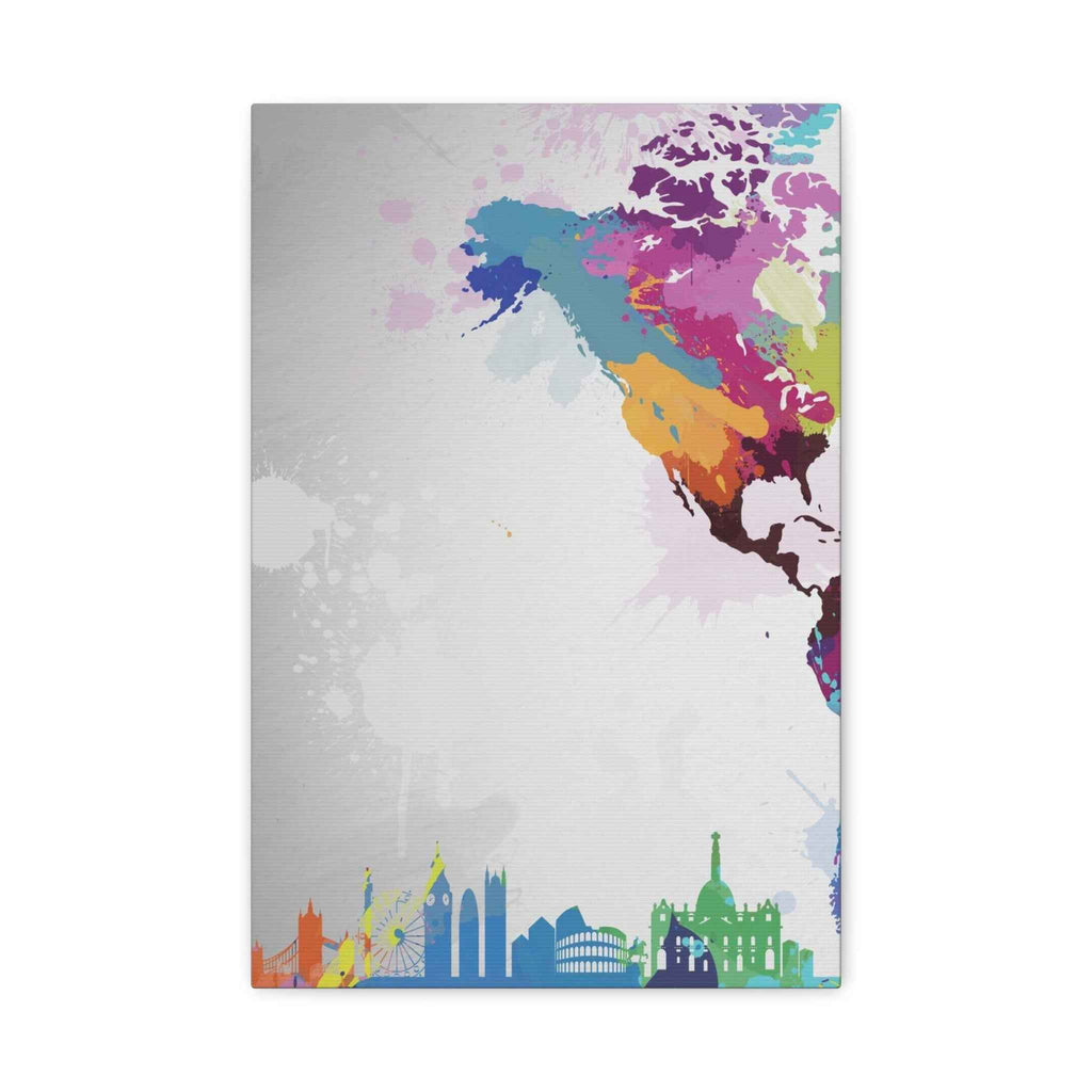 Color Splash World Map Canvas Art – Modern Stretched Matte Wall Decor - TheKaraHan