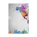 Color Splash World Map Canvas Art – Modern Stretched Matte Wall Decor - TheKaraHan