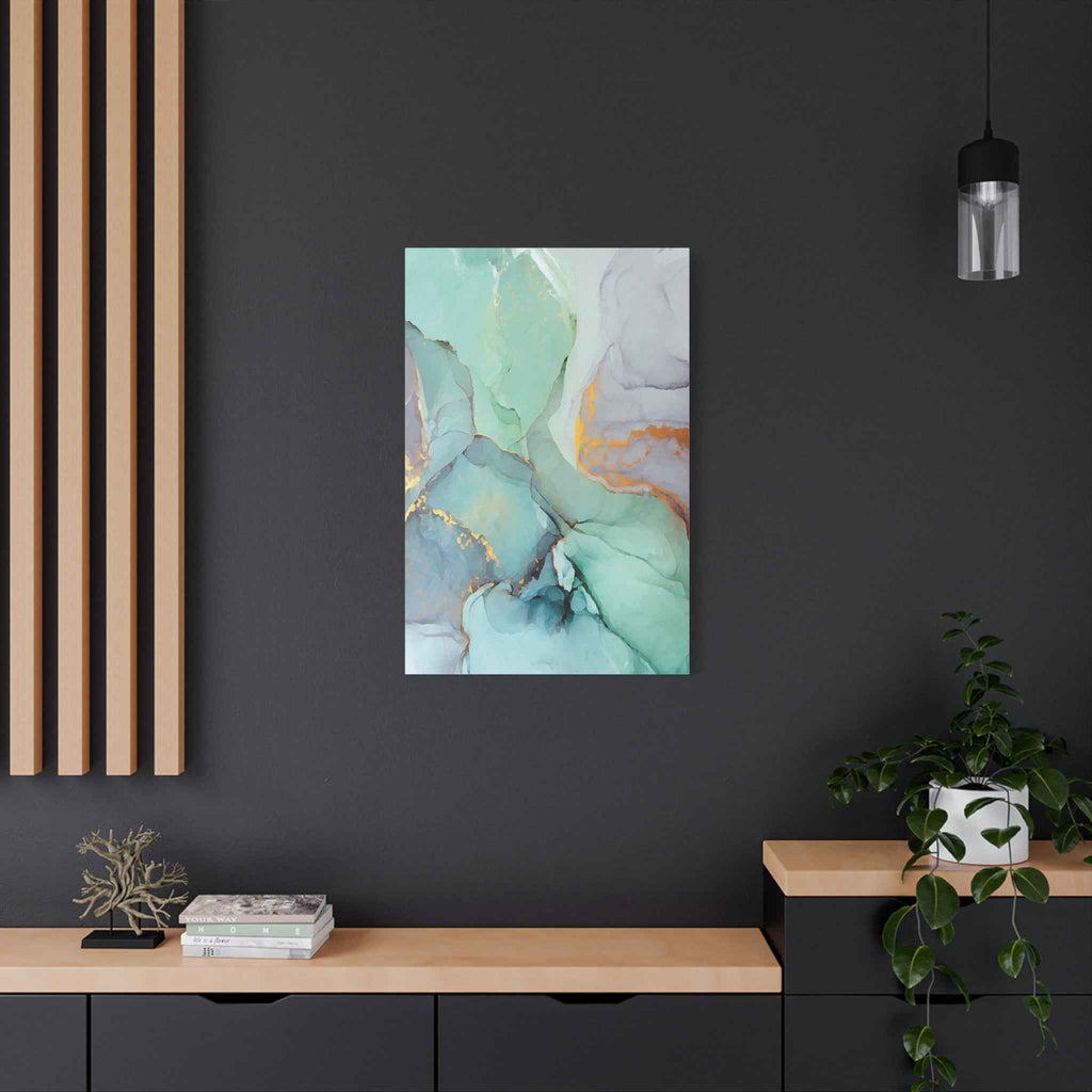 Aqua Marble Canvas Art - Matte Stretched Abstract Wall Print for Modern Decor - TheKaraHan